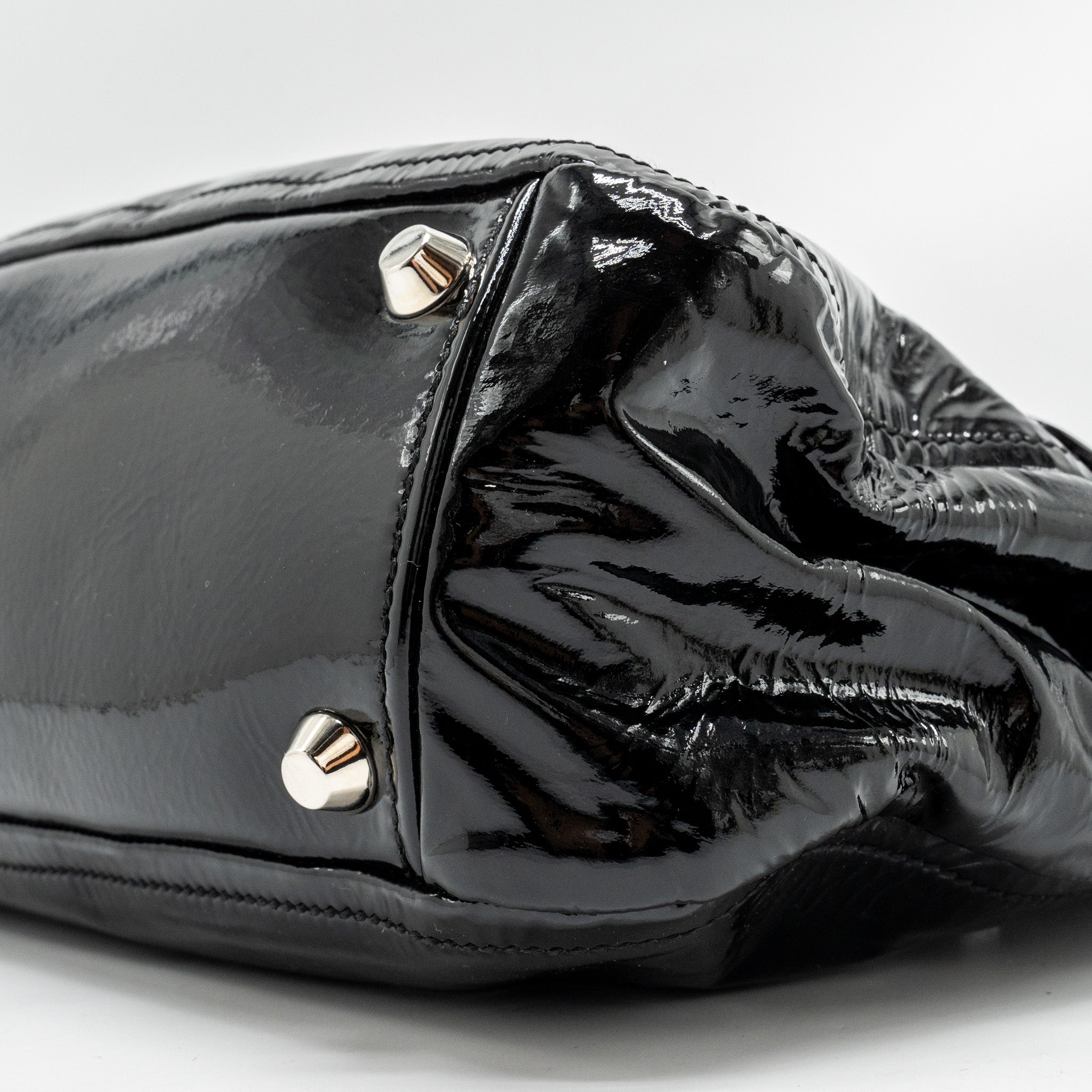MIU MIU TURNLOCK TOTE BAG PATENT BLACK SHW - Image 7