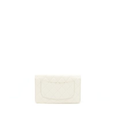 Alternative view of CHANEL CLASSIC WALLET ON CHAIN CAVIAR WHITE LGHW (MICROCHIP)