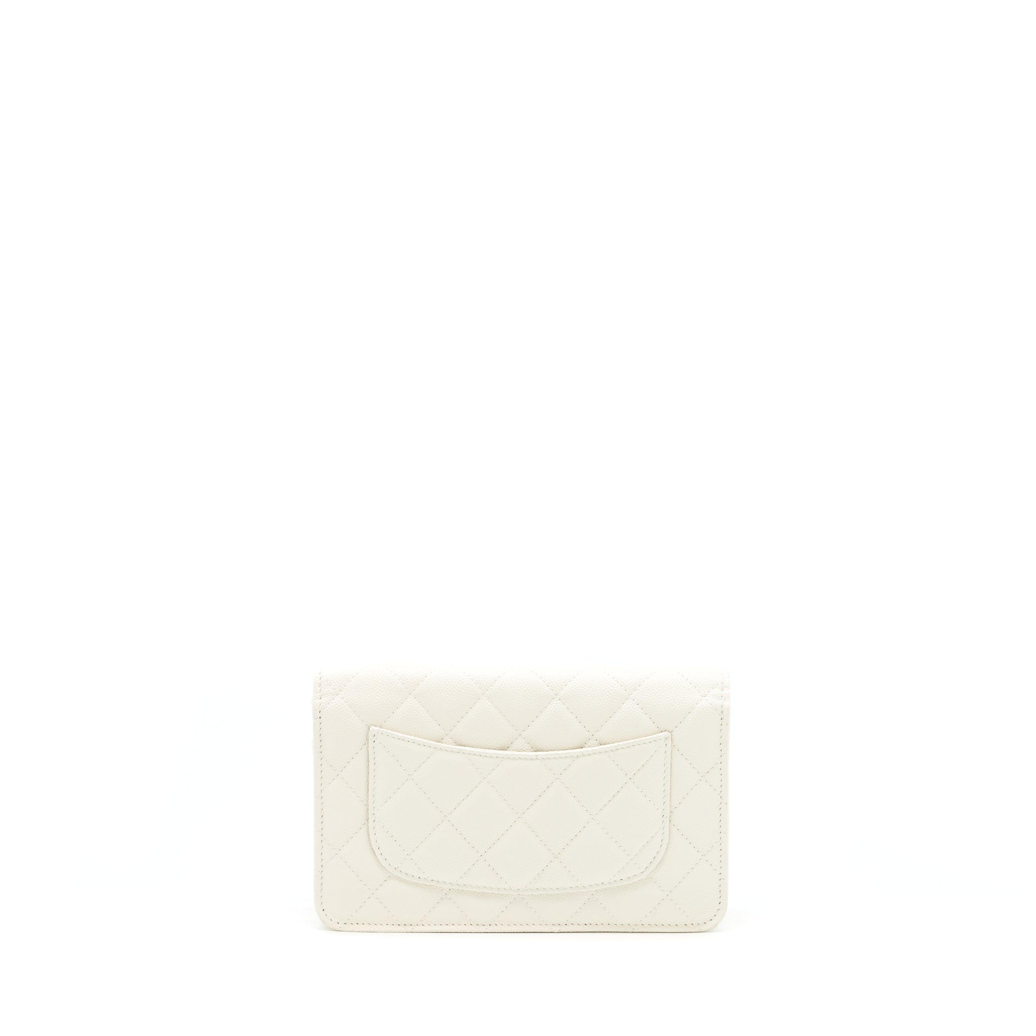 CHANEL CLASSIC WALLET ON CHAIN CAVIAR WHITE LGHW (MICROCHIP) - Image 2