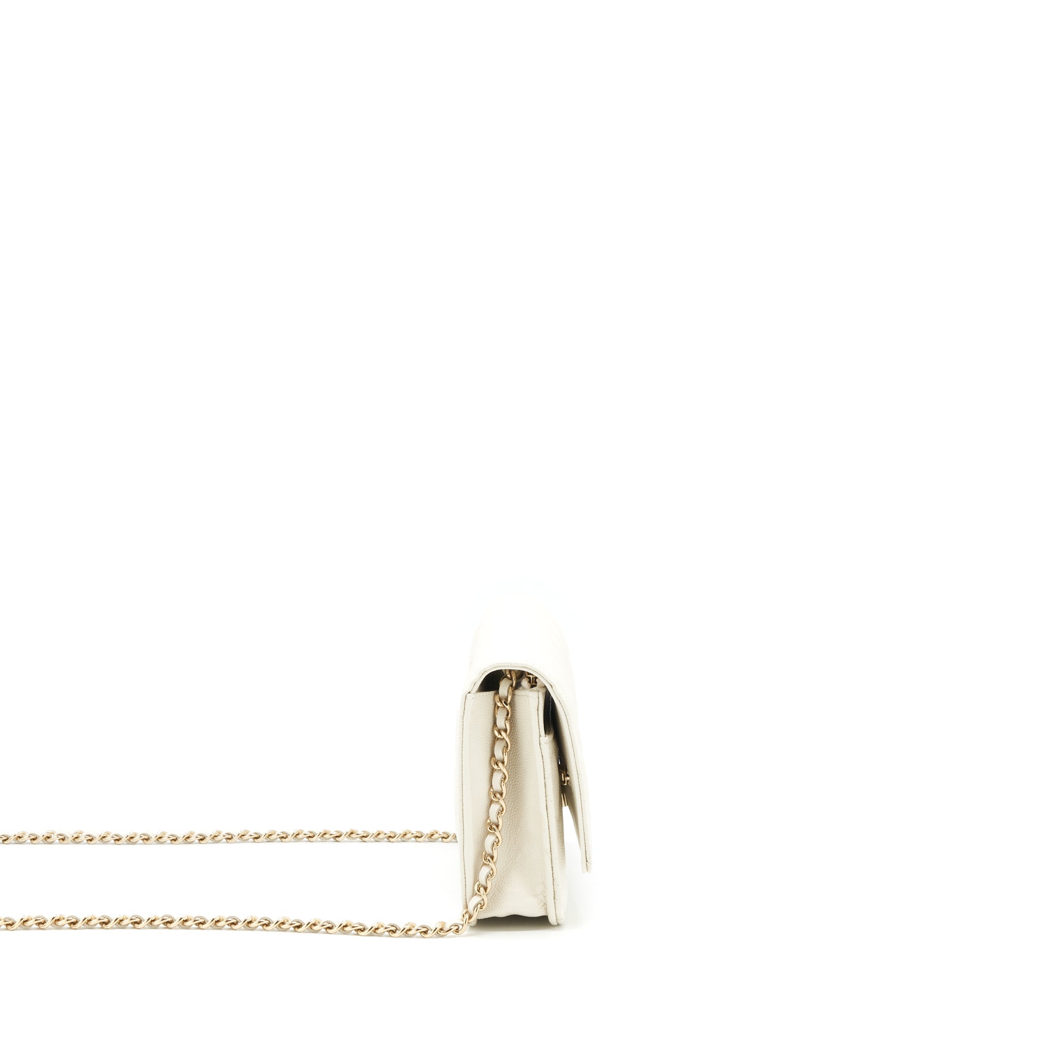 CHANEL CLASSIC WALLET ON CHAIN CAVIAR WHITE LGHW (MICROCHIP) - Image 3