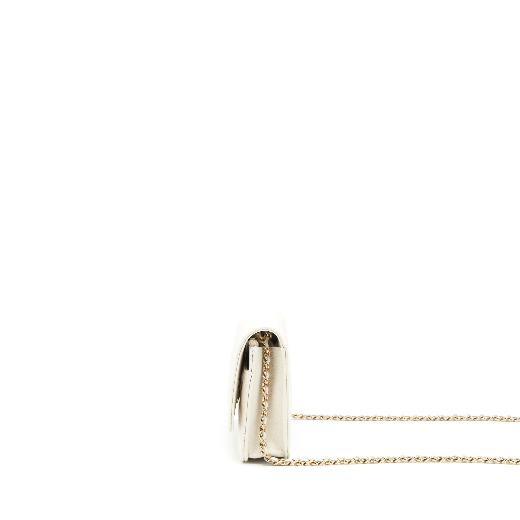 CHANEL CLASSIC WALLET ON CHAIN CAVIAR WHITE LGHW (MICROCHIP) - Image 4