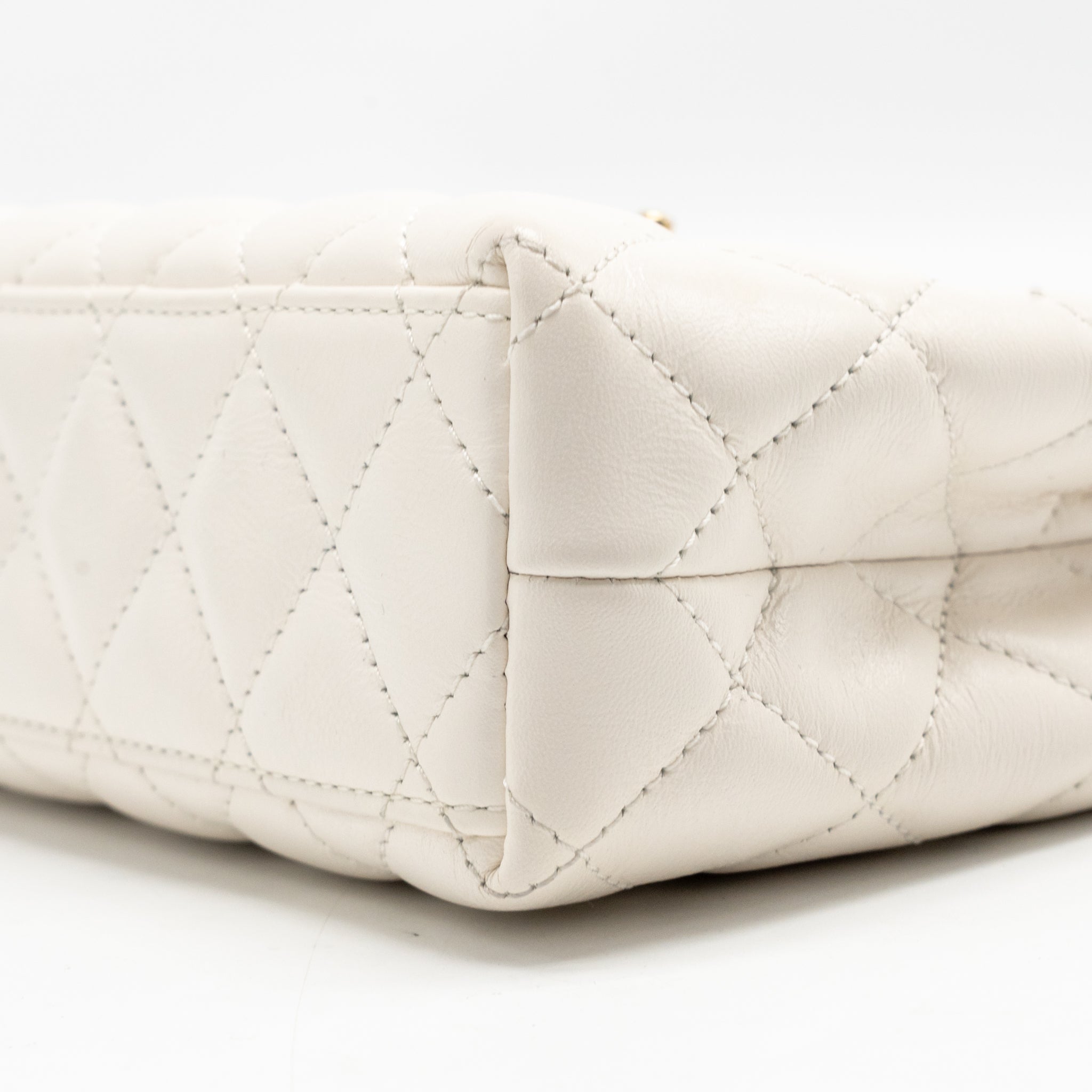 CHANEL MINI KELLY SHOPPING TOTE BAG CALFSKIN WHITE GHW (MICROCHIP) - Image 8