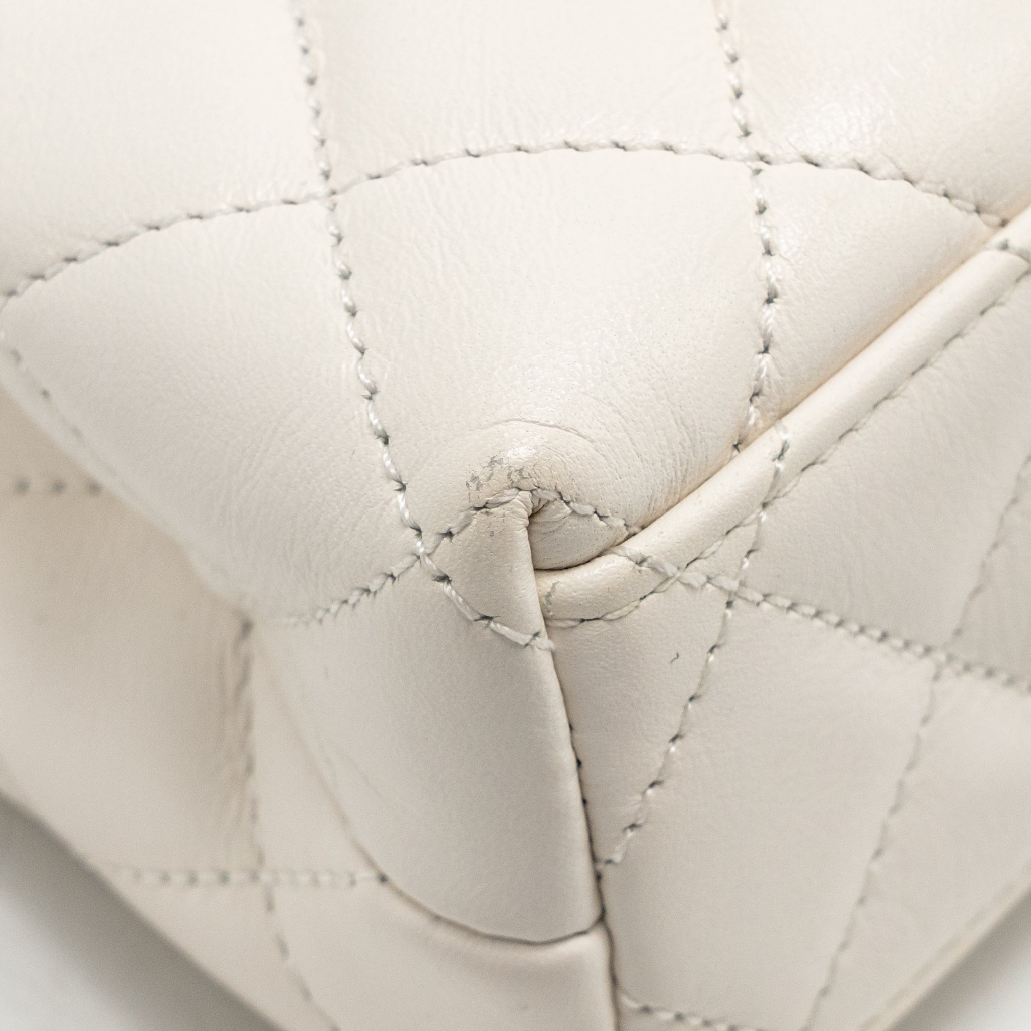 CHANEL MINI KELLY SHOPPING TOTE BAG CALFSKIN WHITE GHW (MICROCHIP) - Image 9