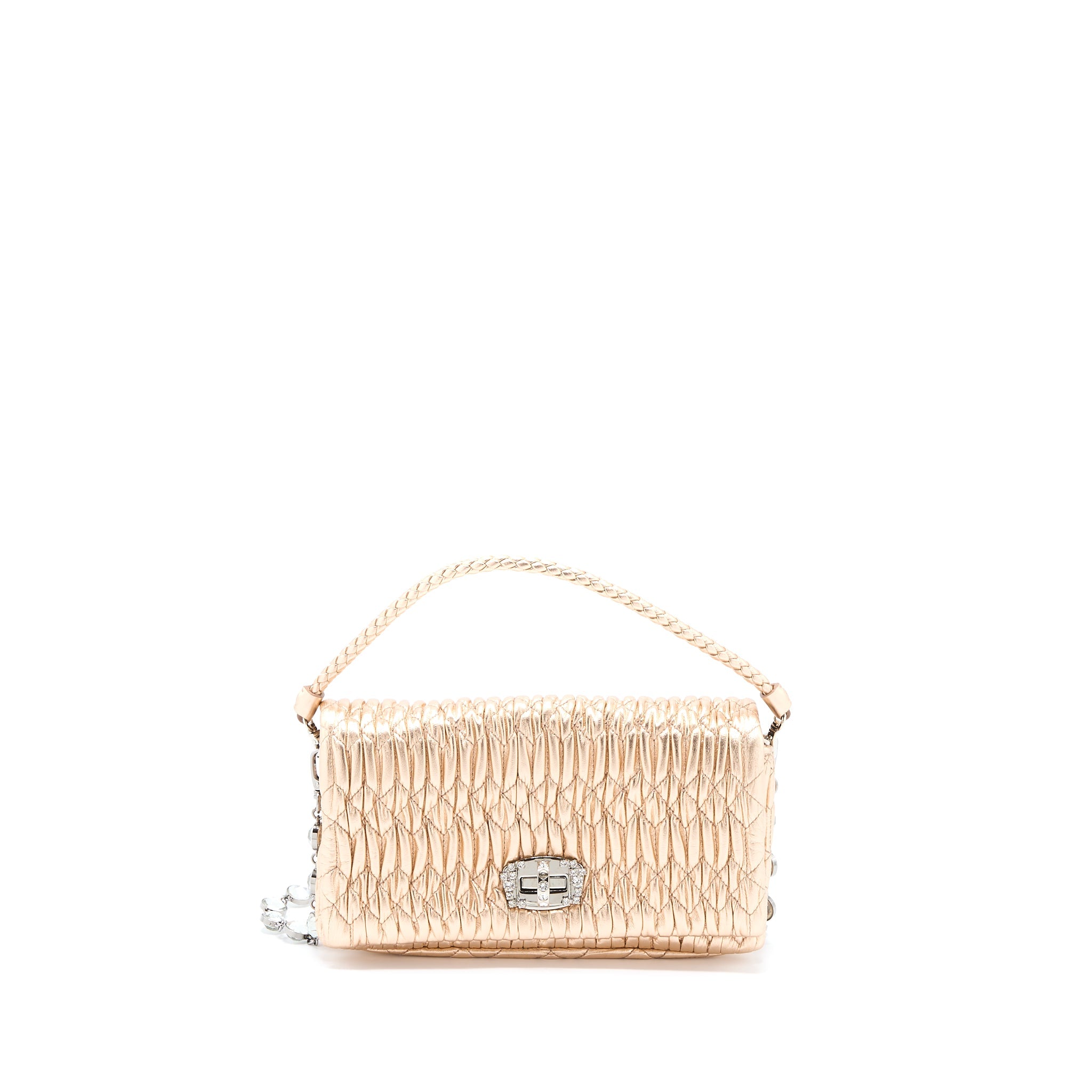 MIUMIU CRYSTAL SHOULDER BAG NAPPA CIPRIA LAME SHW