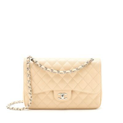 CHANEL CLASSIC JUMBO DOUBLE FLAP BAG CAVIAR BEIGE SHW
