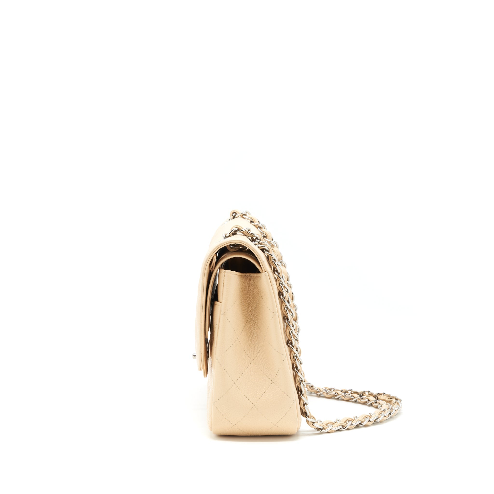 CHANEL CLASSIC JUMBO DOUBLE FLAP BAG CAVIAR BEIGE SHW - Image 4