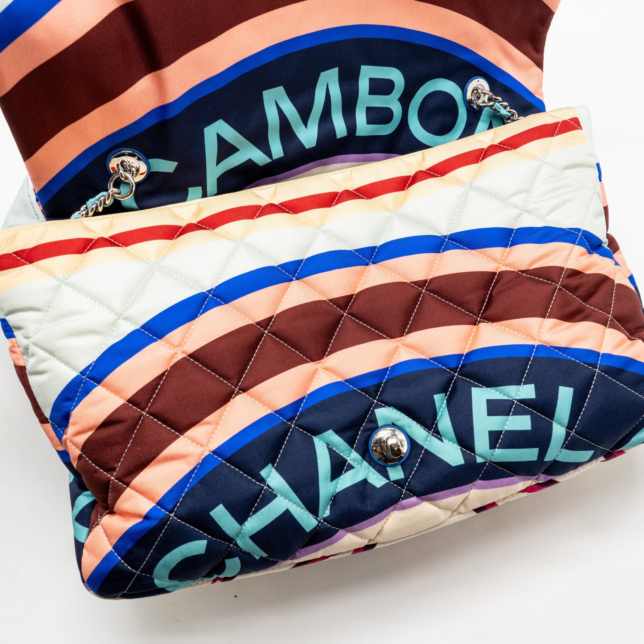 CHANEL LARGE QUILTED SINGLE FLAP BAG FABRIC MULTICOLOUR SHW - Image 15