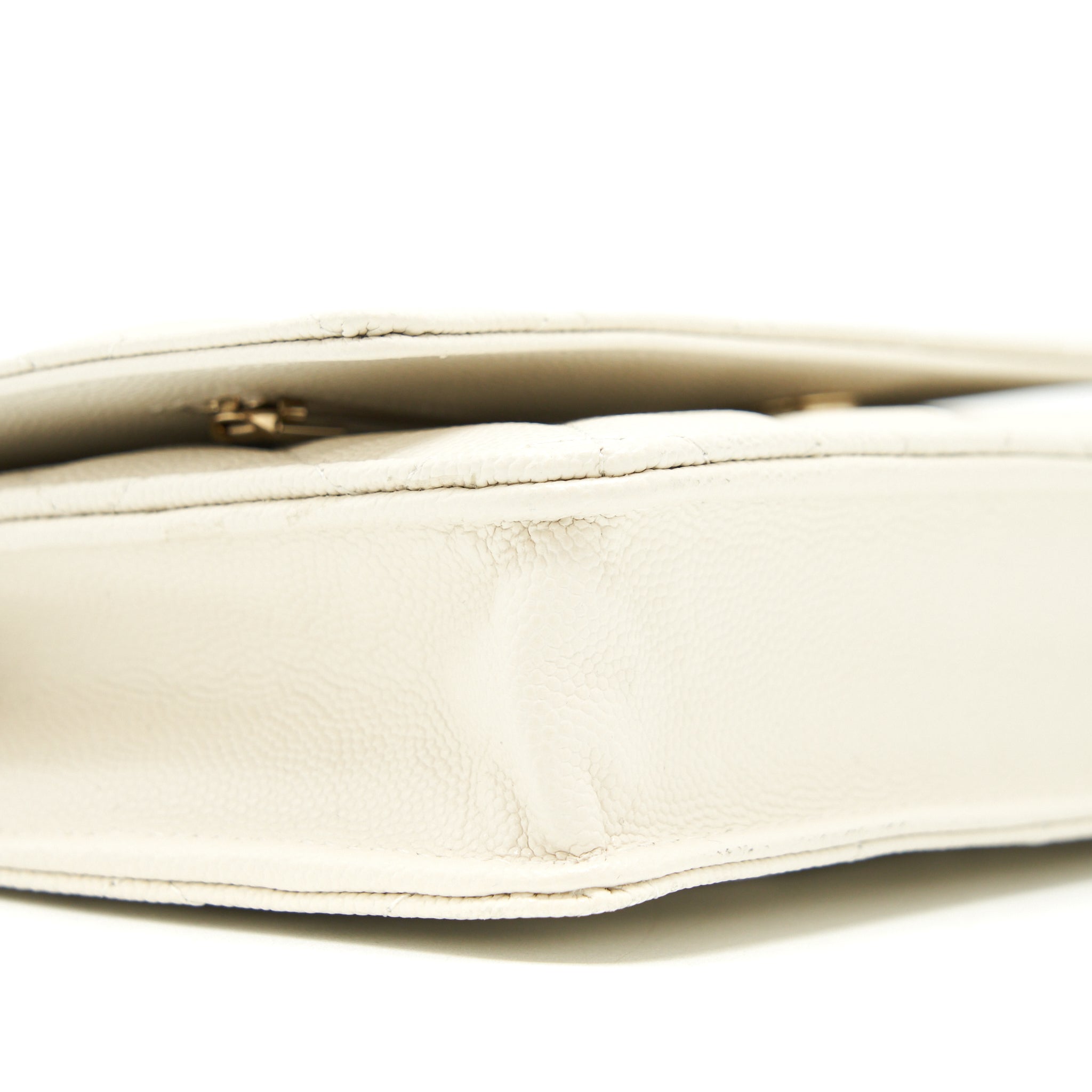 CHANEL CLASSIC WALLET ON CHAIN CAVIAR WHITE LGHW (MICROCHIP) - Image 8