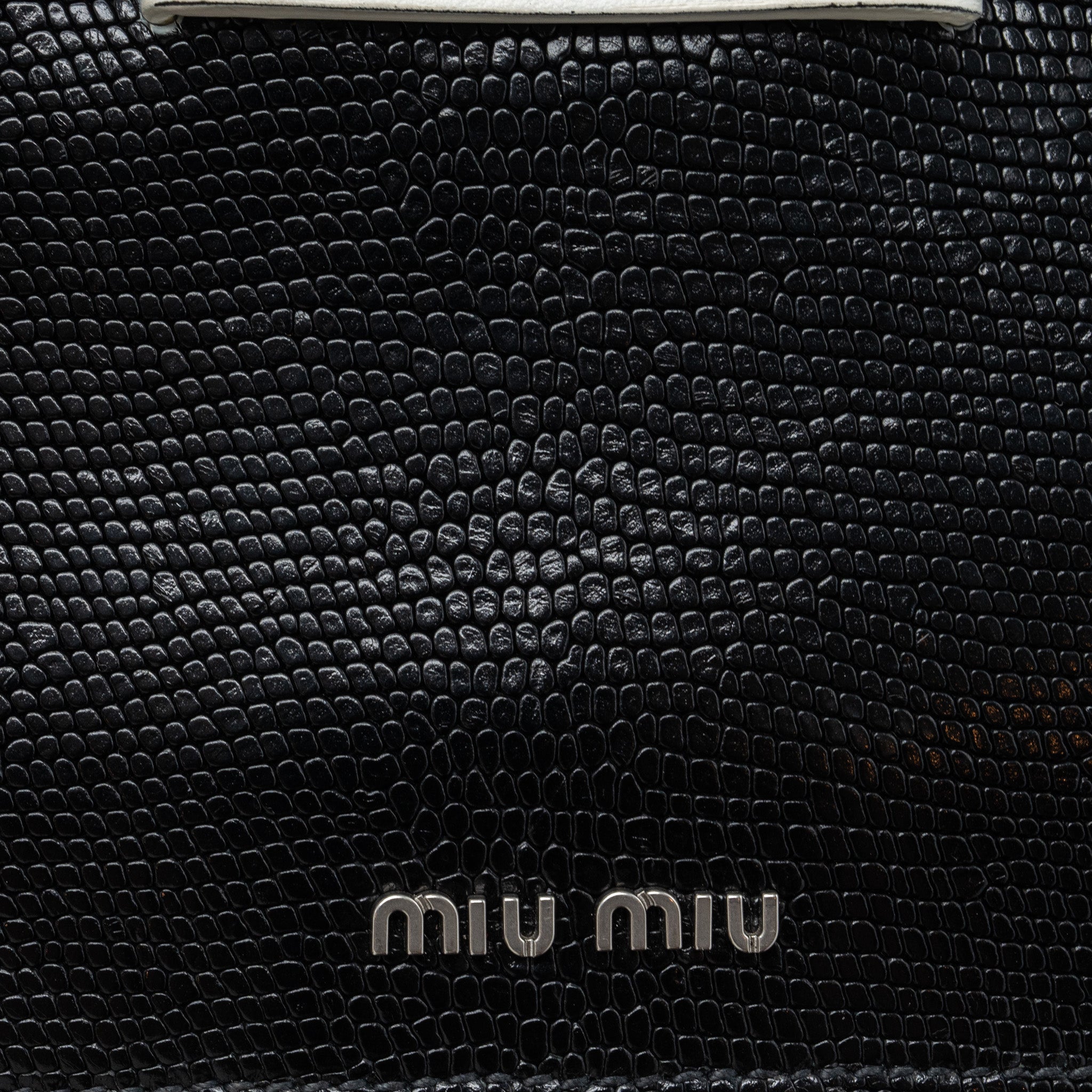 MIU MIU ST.LUCERTOLA EMBOSSED LEATHER BLACK SHW - Image 12