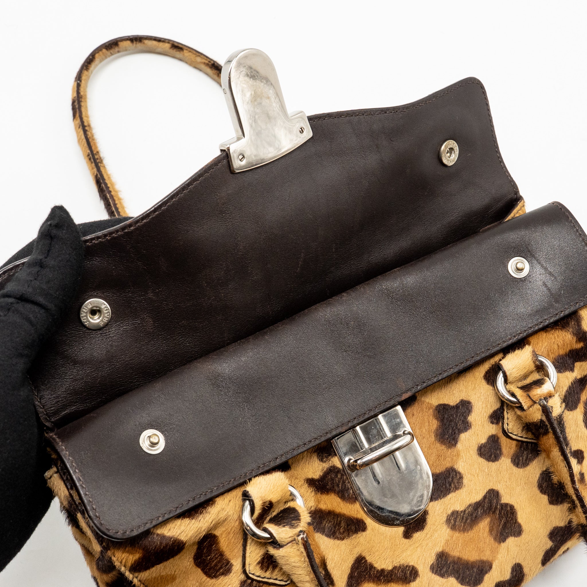 PRADA LEOPARD PRINT SHOULDER BAG PONYHAIR MULTICOLOURED SHW - Image 15