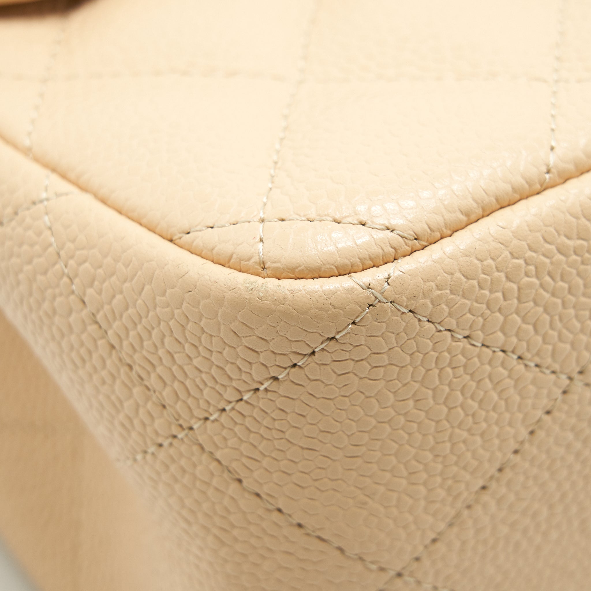 CHANEL CLASSIC JUMBO DOUBLE FLAP BAG CAVIAR BEIGE SHW - Image 8