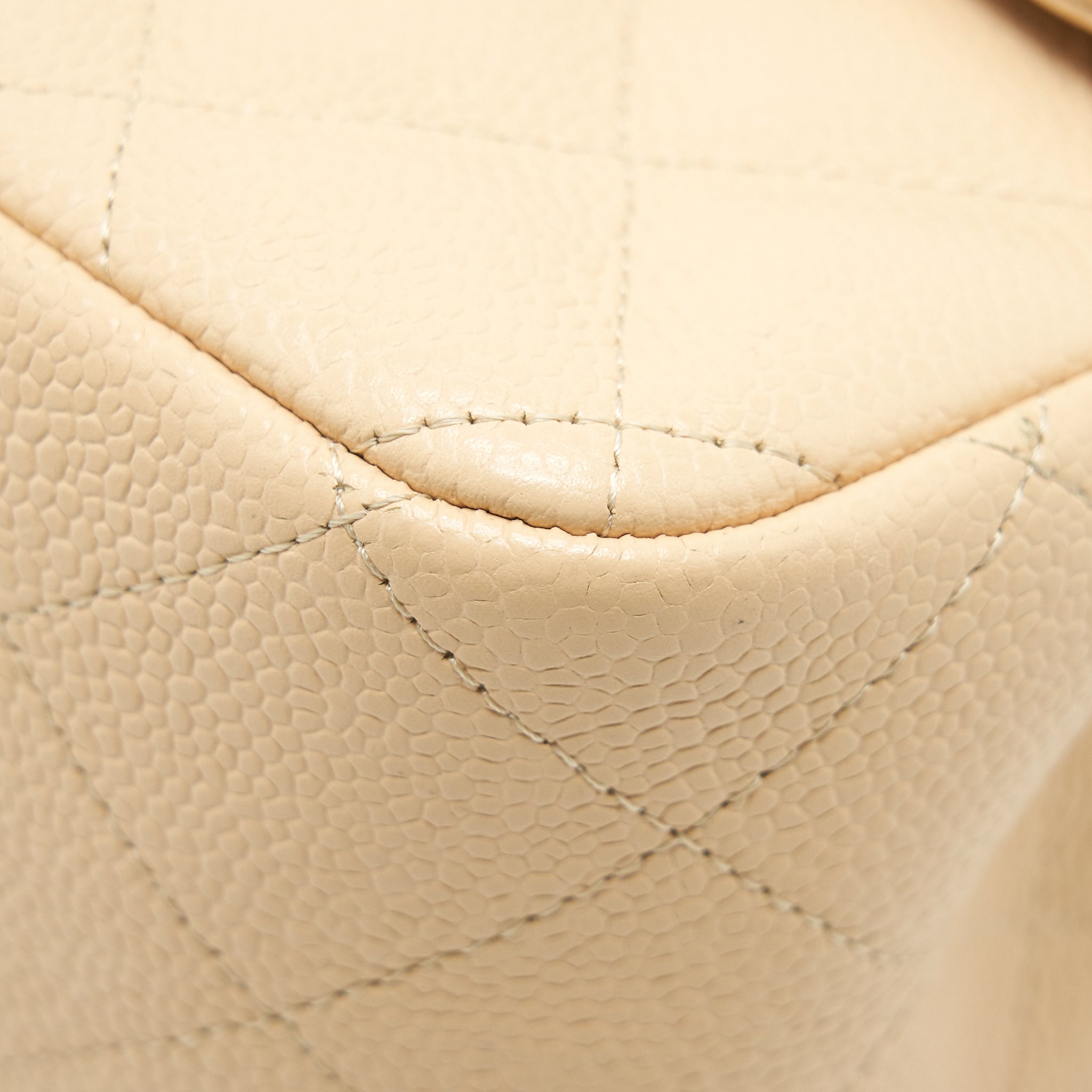 CHANEL CLASSIC JUMBO DOUBLE FLAP BAG CAVIAR BEIGE SHW - Image 9