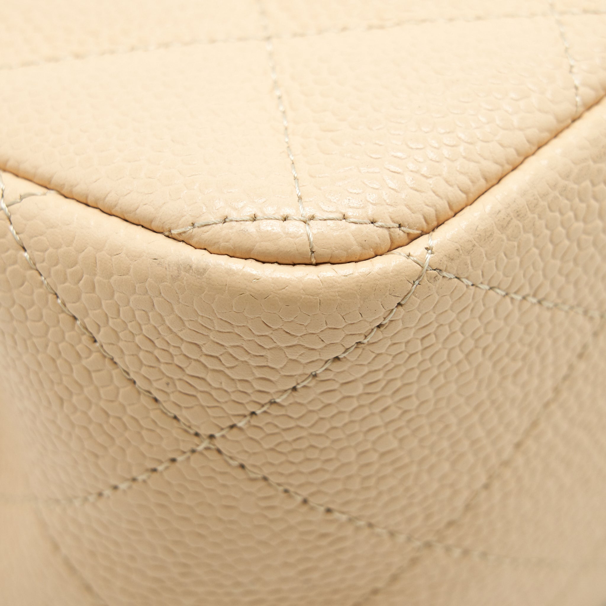 CHANEL CLASSIC JUMBO DOUBLE FLAP BAG CAVIAR BEIGE SHW - Image 10