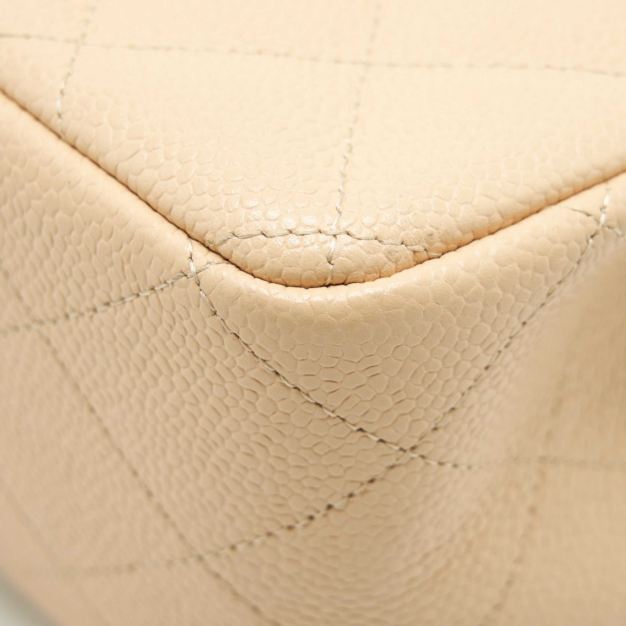 CHANEL CLASSIC JUMBO DOUBLE FLAP BAG CAVIAR BEIGE SHW - Image 11