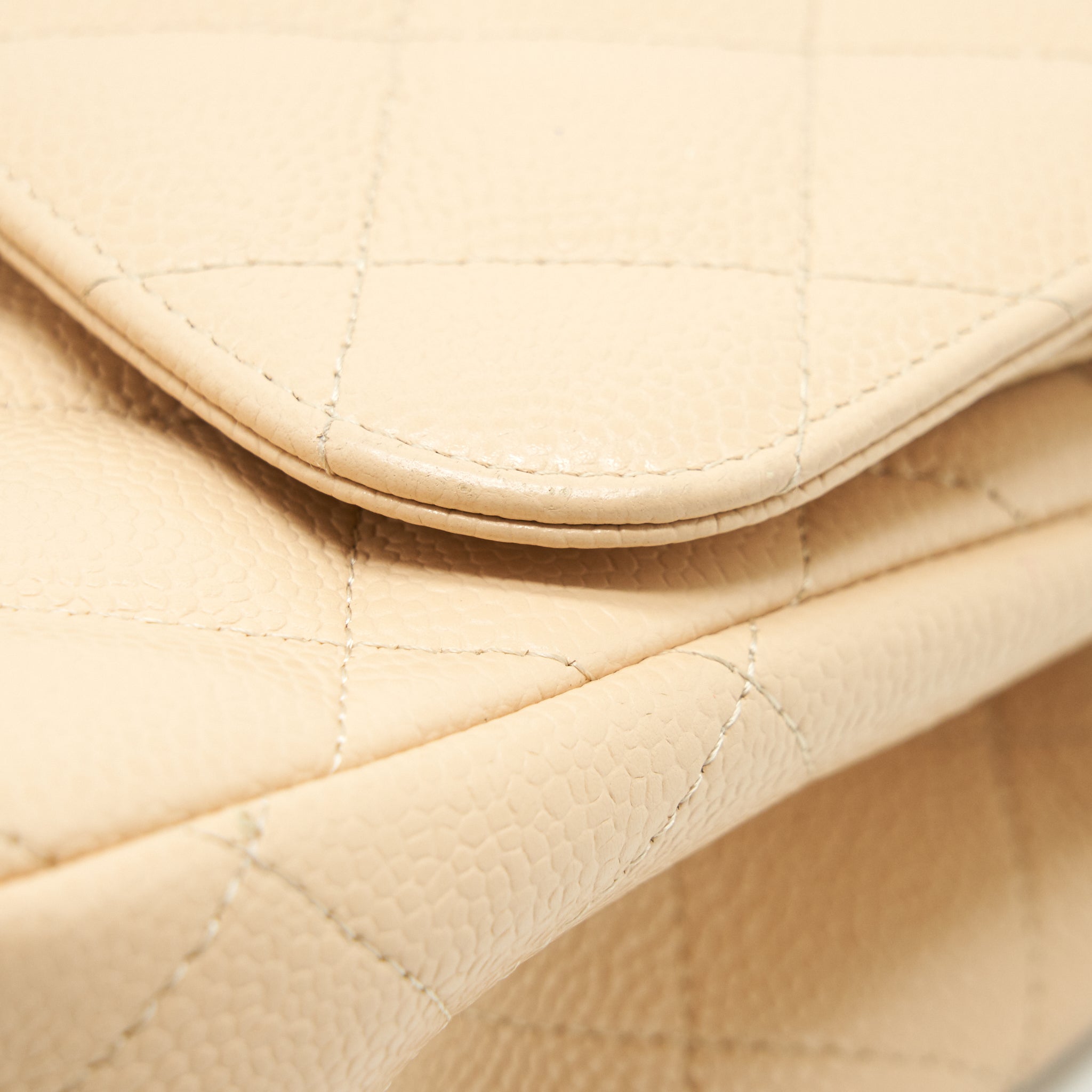 CHANEL CLASSIC JUMBO DOUBLE FLAP BAG CAVIAR BEIGE SHW - Image 13