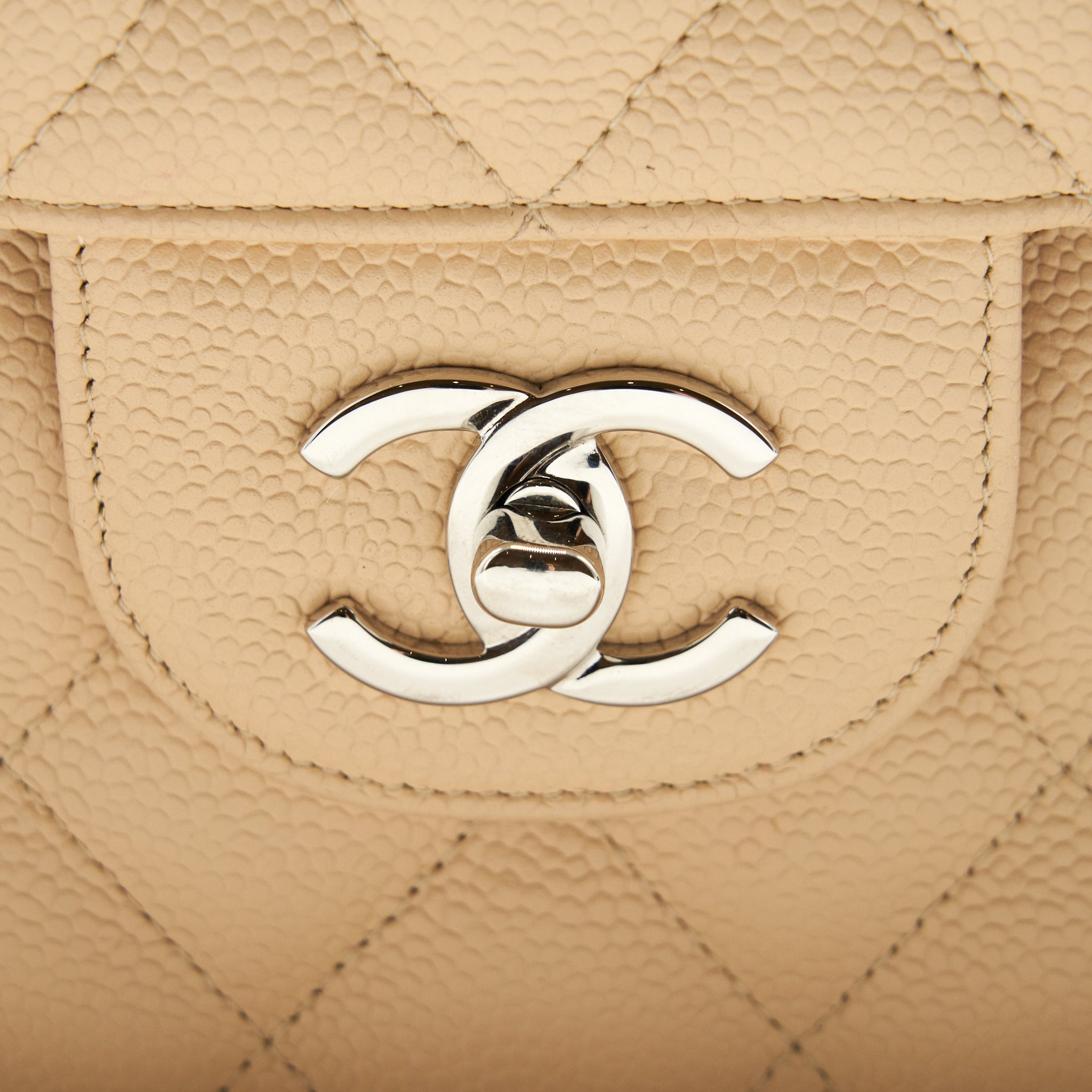 CHANEL CLASSIC JUMBO DOUBLE FLAP BAG CAVIAR BEIGE SHW - Image 7