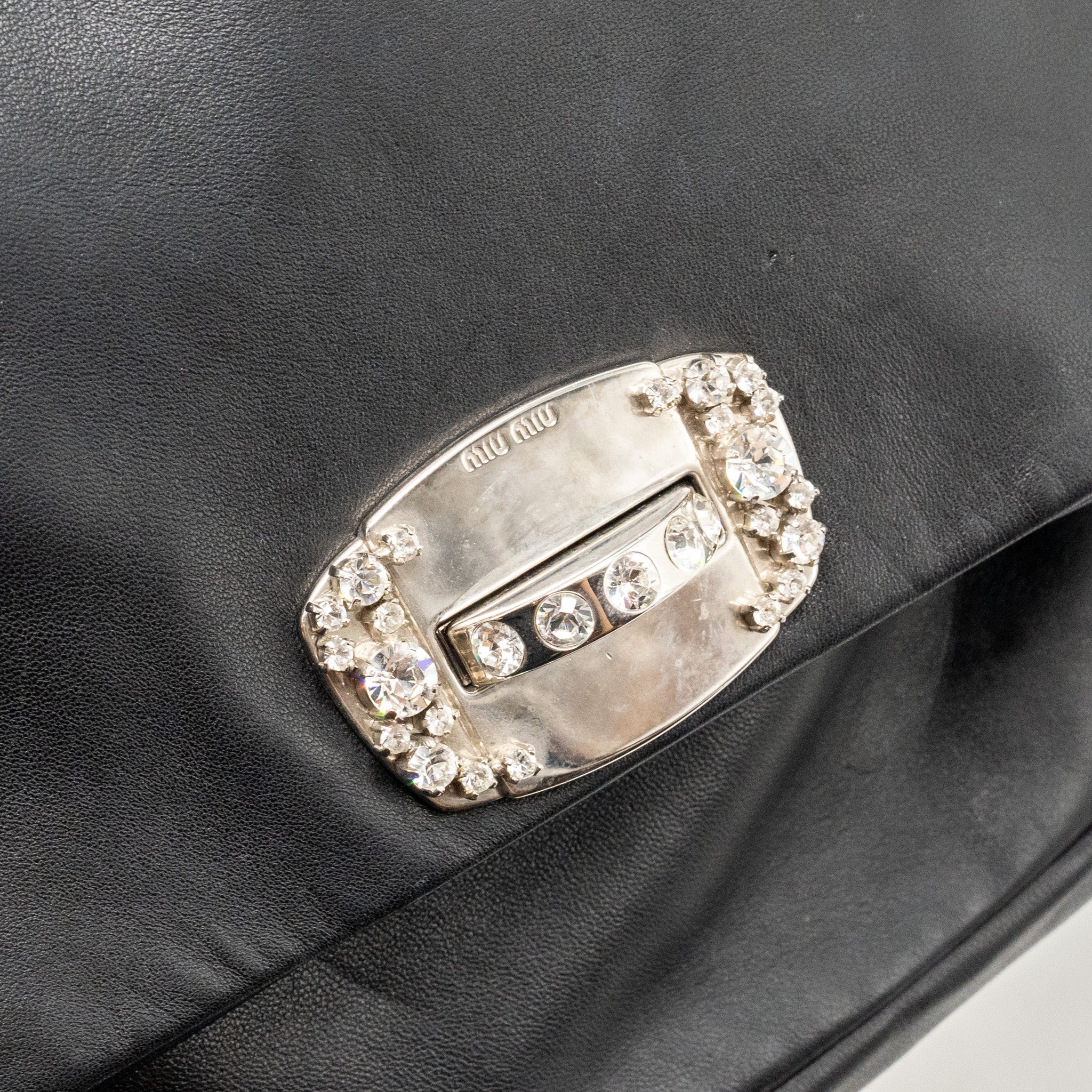 MIU MIU LARGE FLAP SHOULDER BAG LAMBSKIN BLACK SHW - Image 10