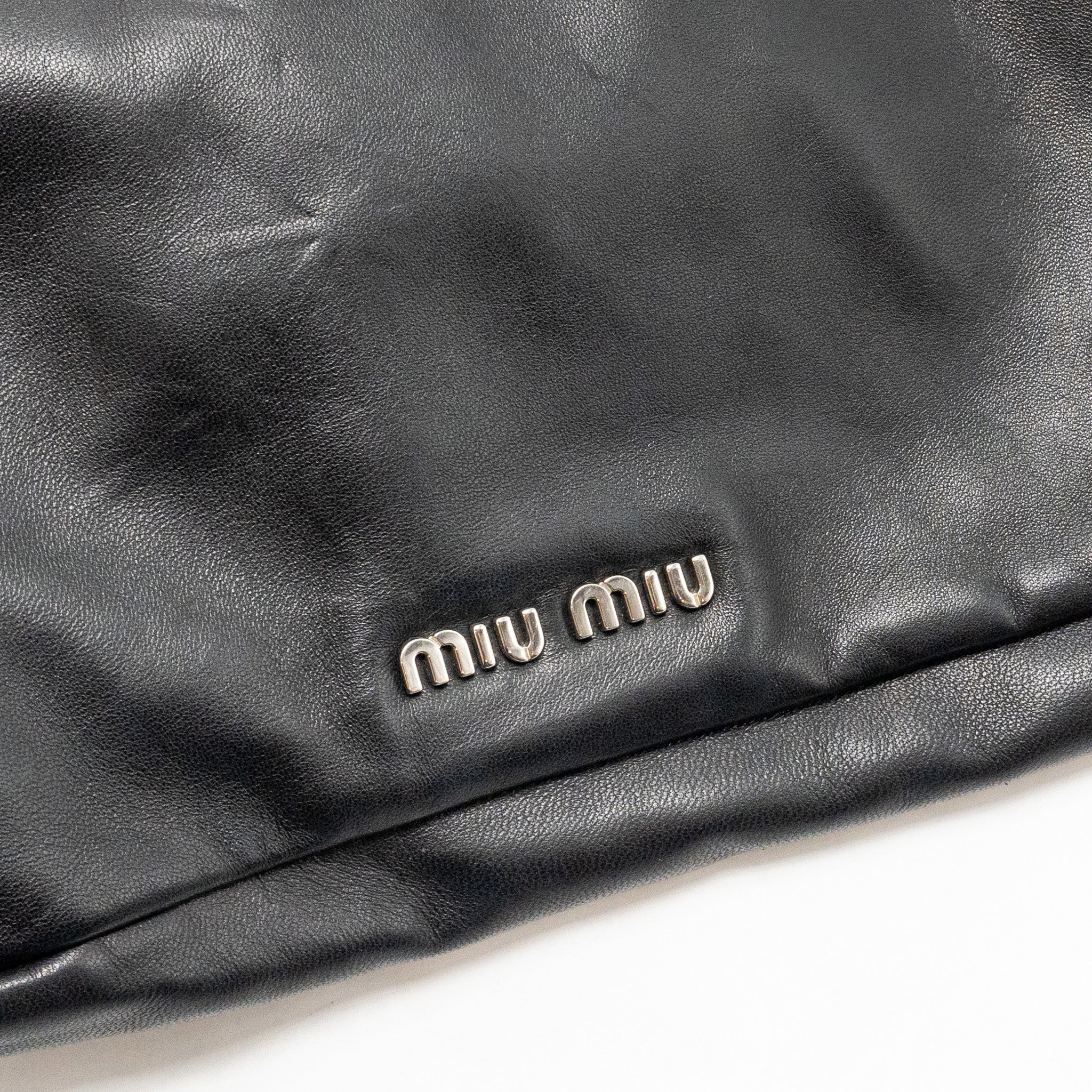 MIU MIU LARGE FLAP SHOULDER BAG LAMBSKIN BLACK SHW - Image 11