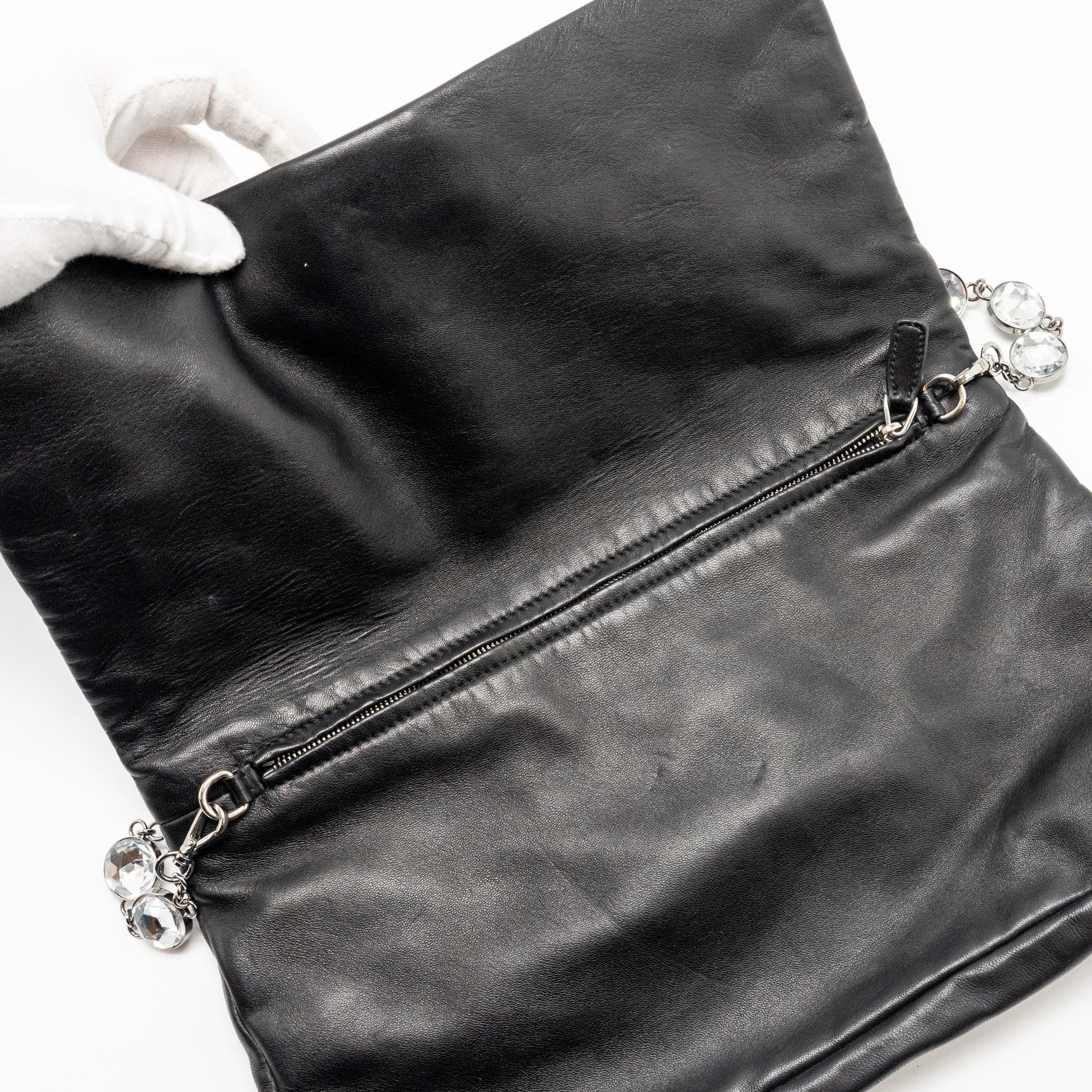 MIU MIU LARGE FLAP SHOULDER BAG LAMBSKIN BLACK SHW - Image 12