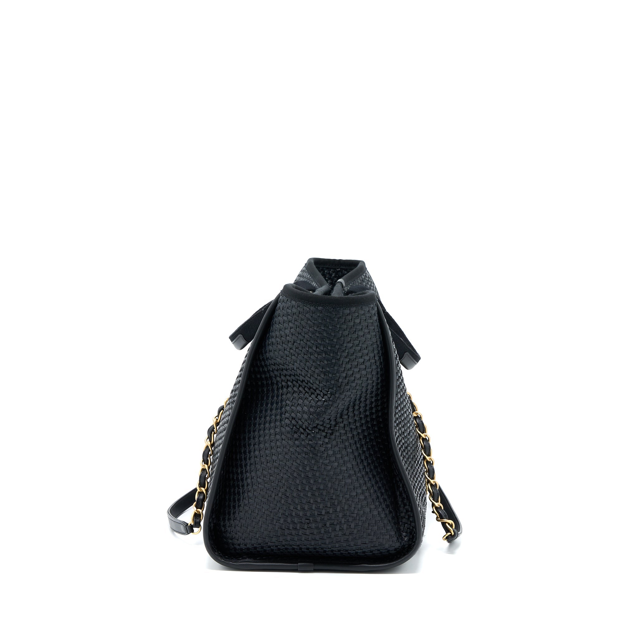 CHANEL BLACK RAFFIA DEAUVILLE TOTE BAG GHW - Image 3