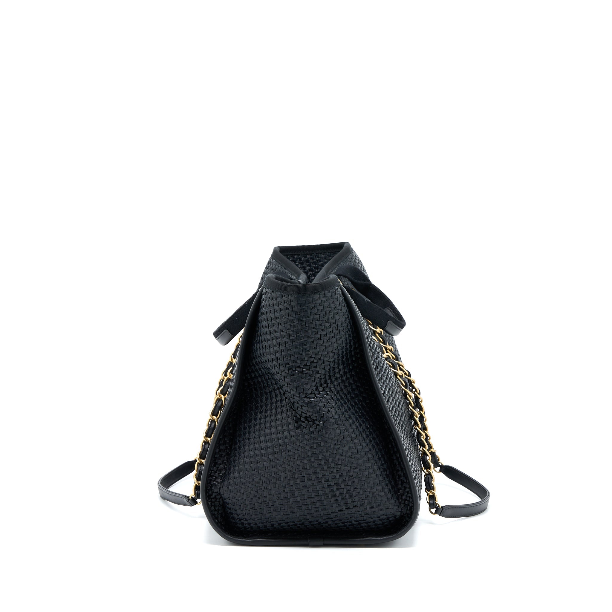 CHANEL BLACK RAFFIA DEAUVILLE TOTE BAG GHW - Image 4