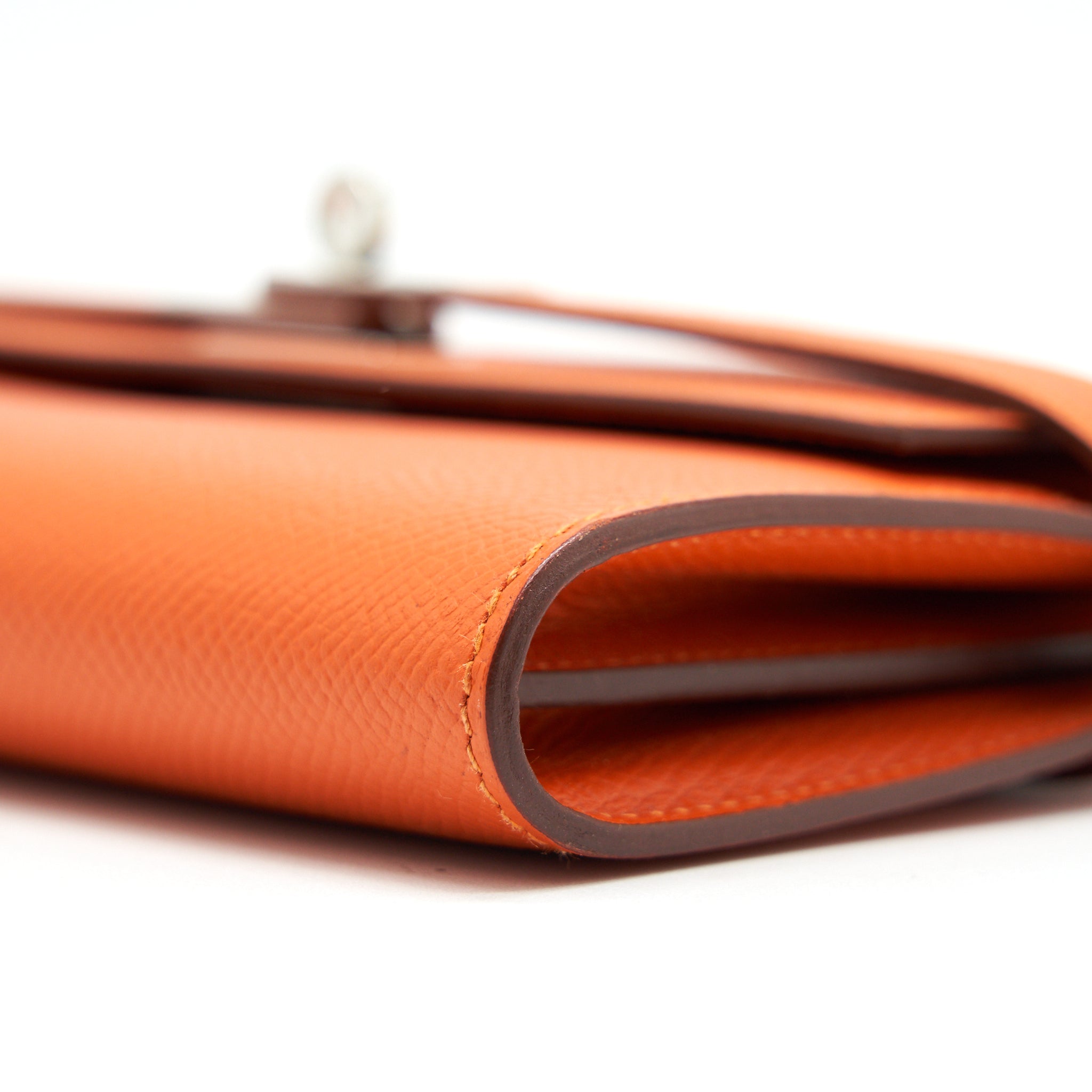 HERMES KELLY LONG WALLET ORANGE SHW EPSOM LEATHER - Image 9