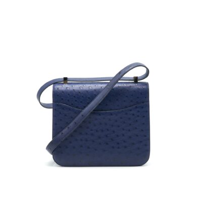 Alternative view of HERMES CONSTANCE 24 OSTRICH BLUE IRIS SHW