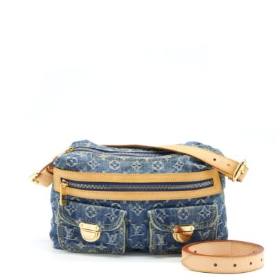 LOUIS VUITTON VINTAGE DENIM CROSSBODY BAG WITH AN EXTRA STRAP GHW