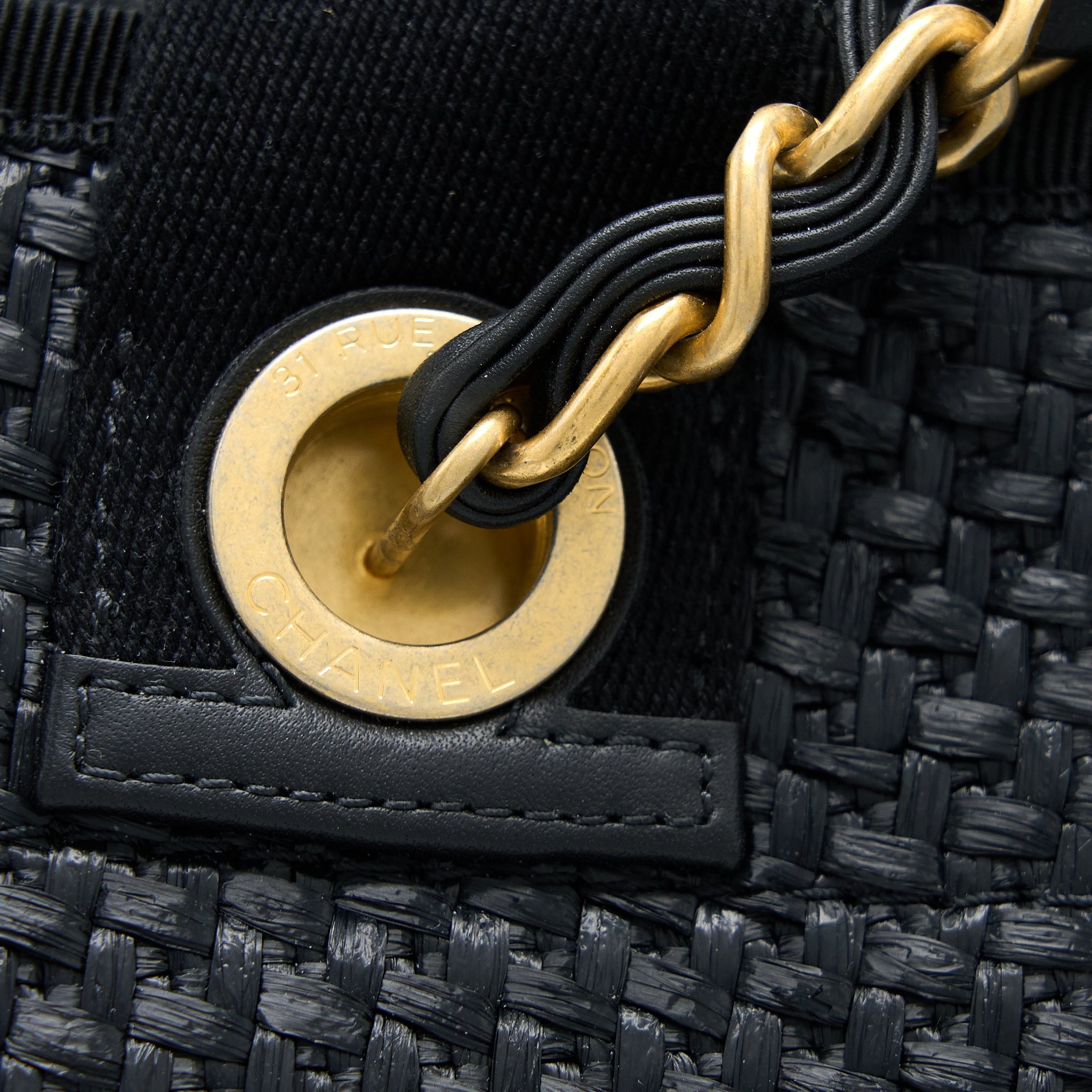 CHANEL BLACK RAFFIA DEAUVILLE TOTE BAG GHW - Image 10