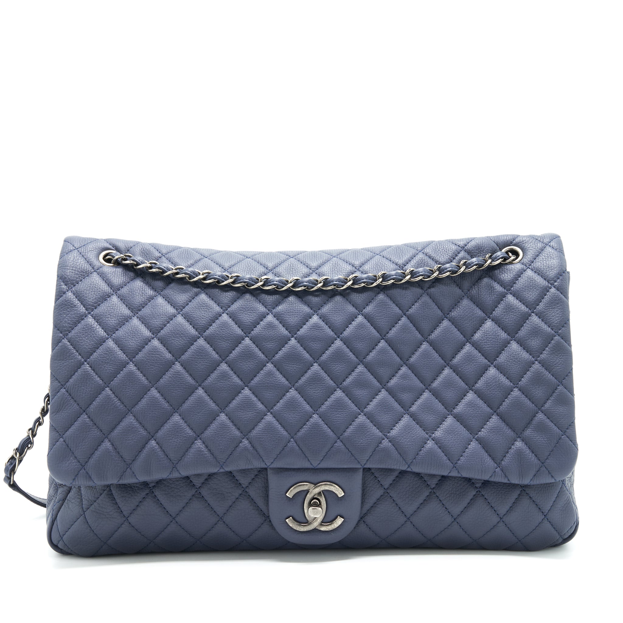 CHANEL XXL AIRLINE CLASSIC FLAP BAG IN NAVY SHW