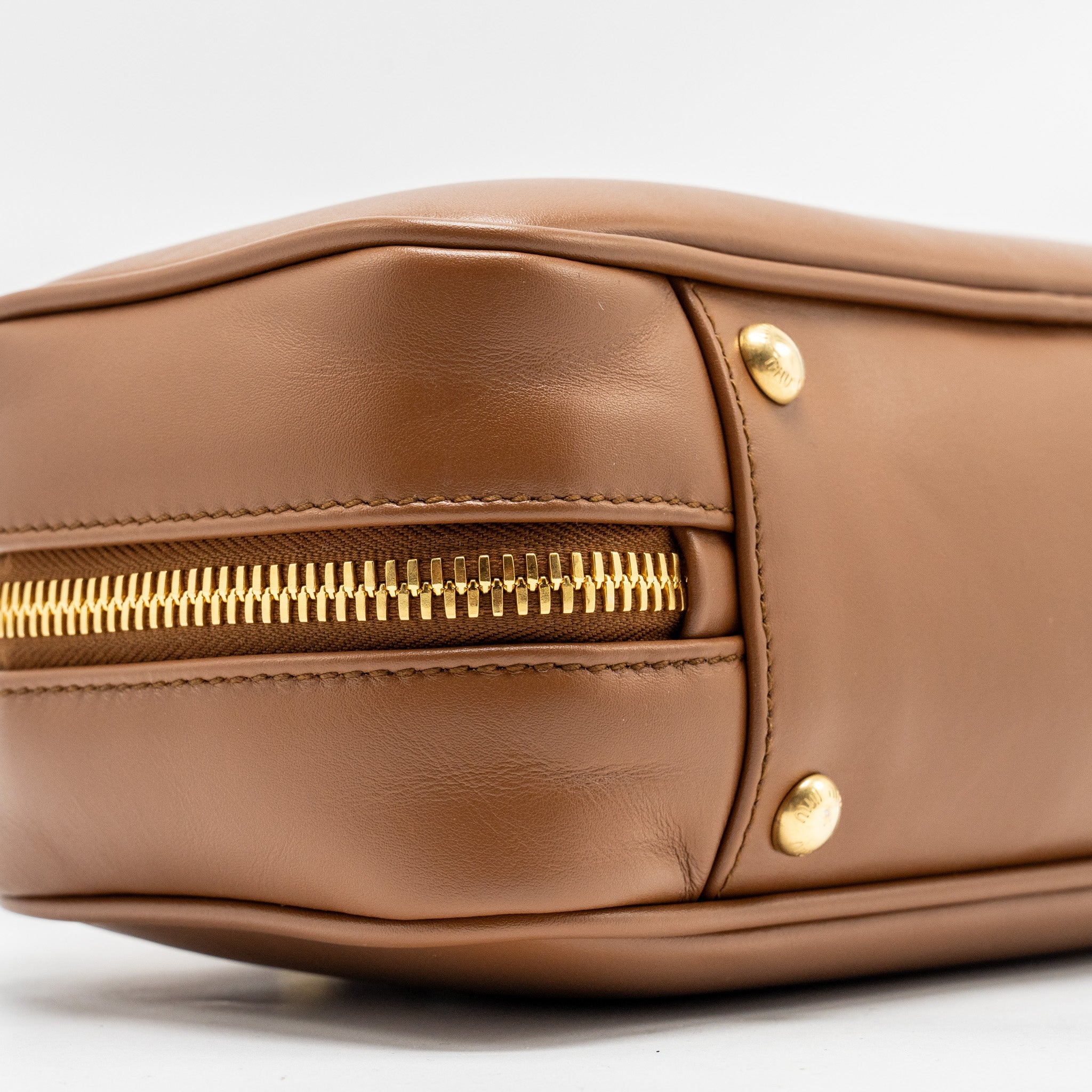 MIU MIU COGNAC ARCADIE LEATHER BAG GHW - Image 6