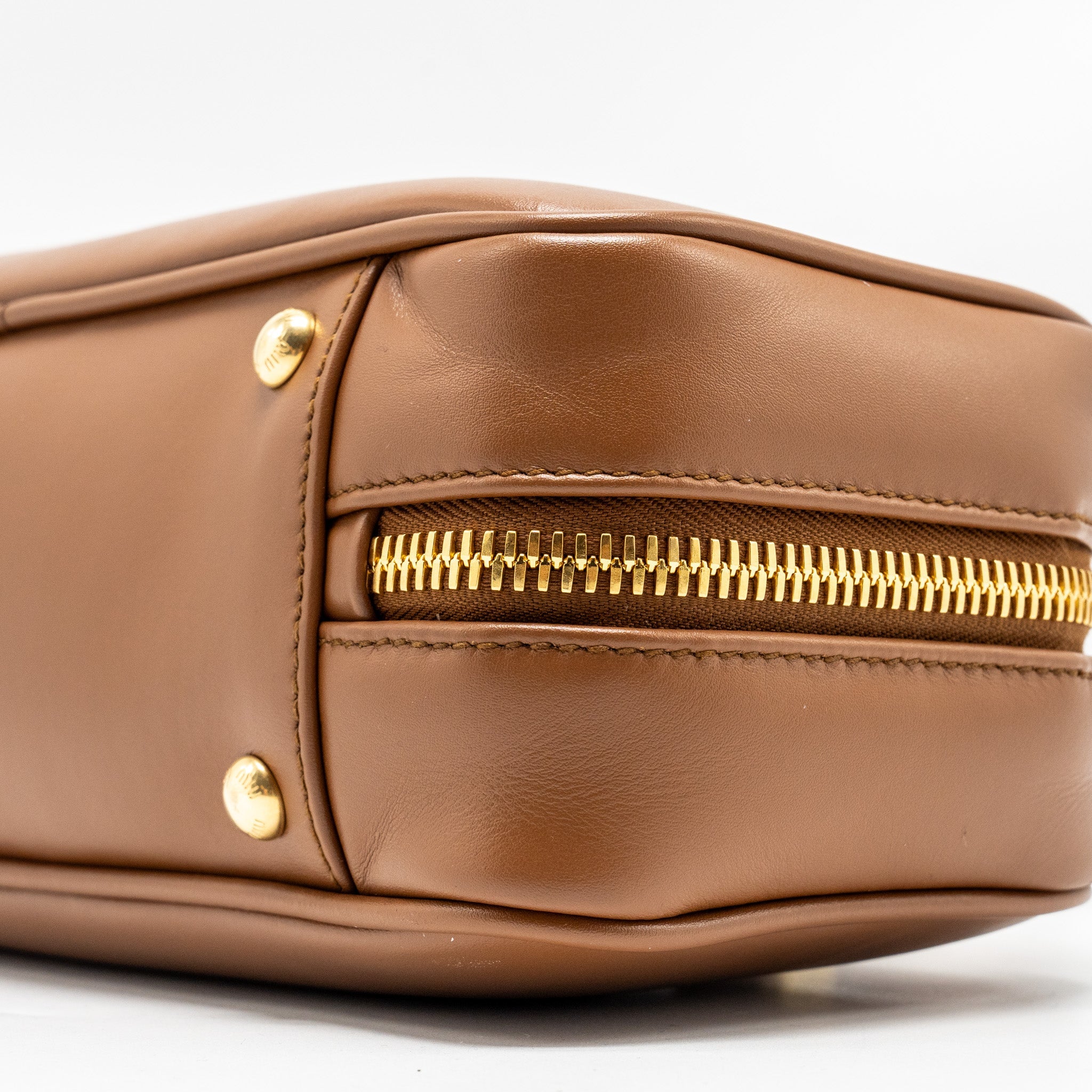 MIU MIU COGNAC ARCADIE LEATHER BAG GHW - Image 7
