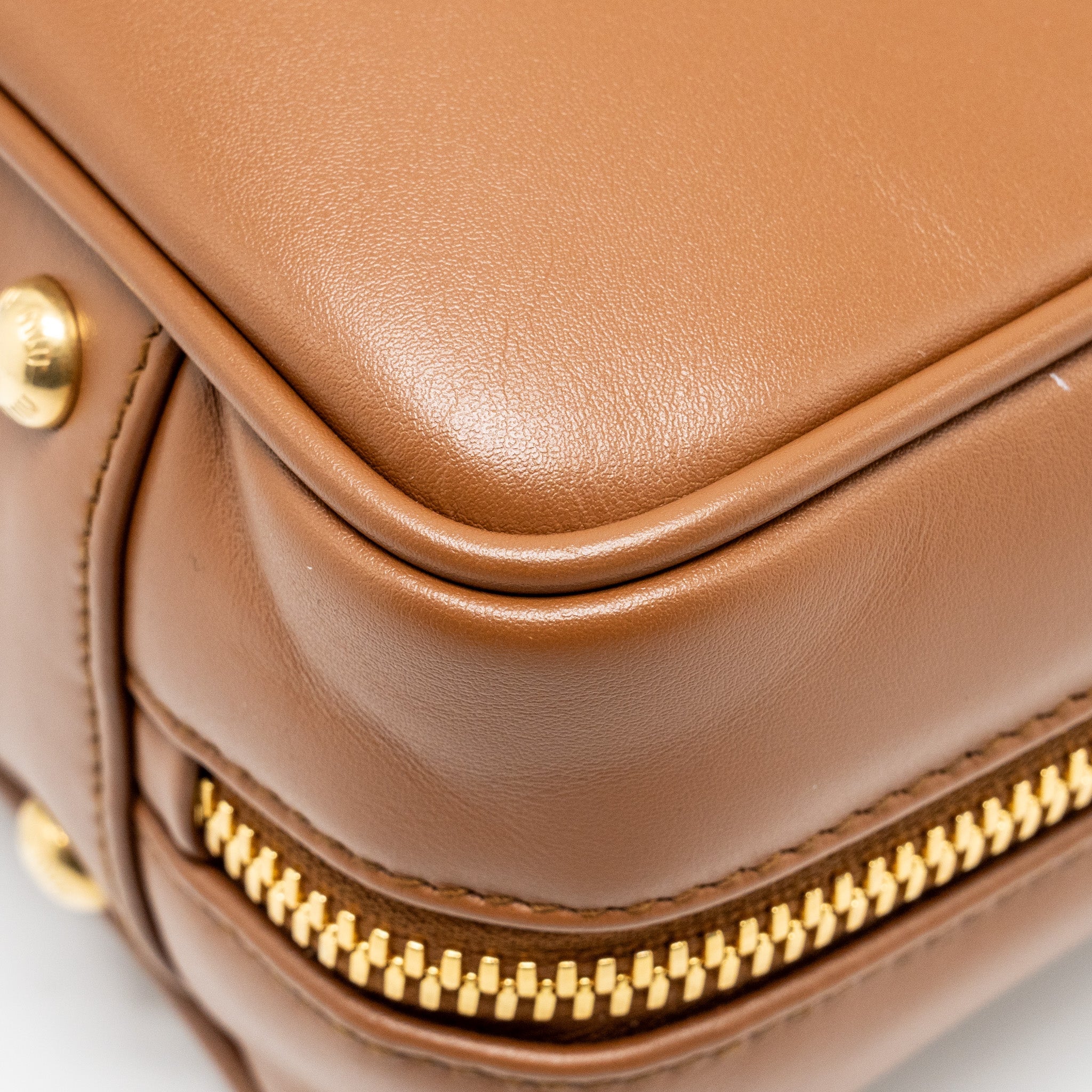 MIU MIU COGNAC ARCADIE LEATHER BAG GHW - Image 8