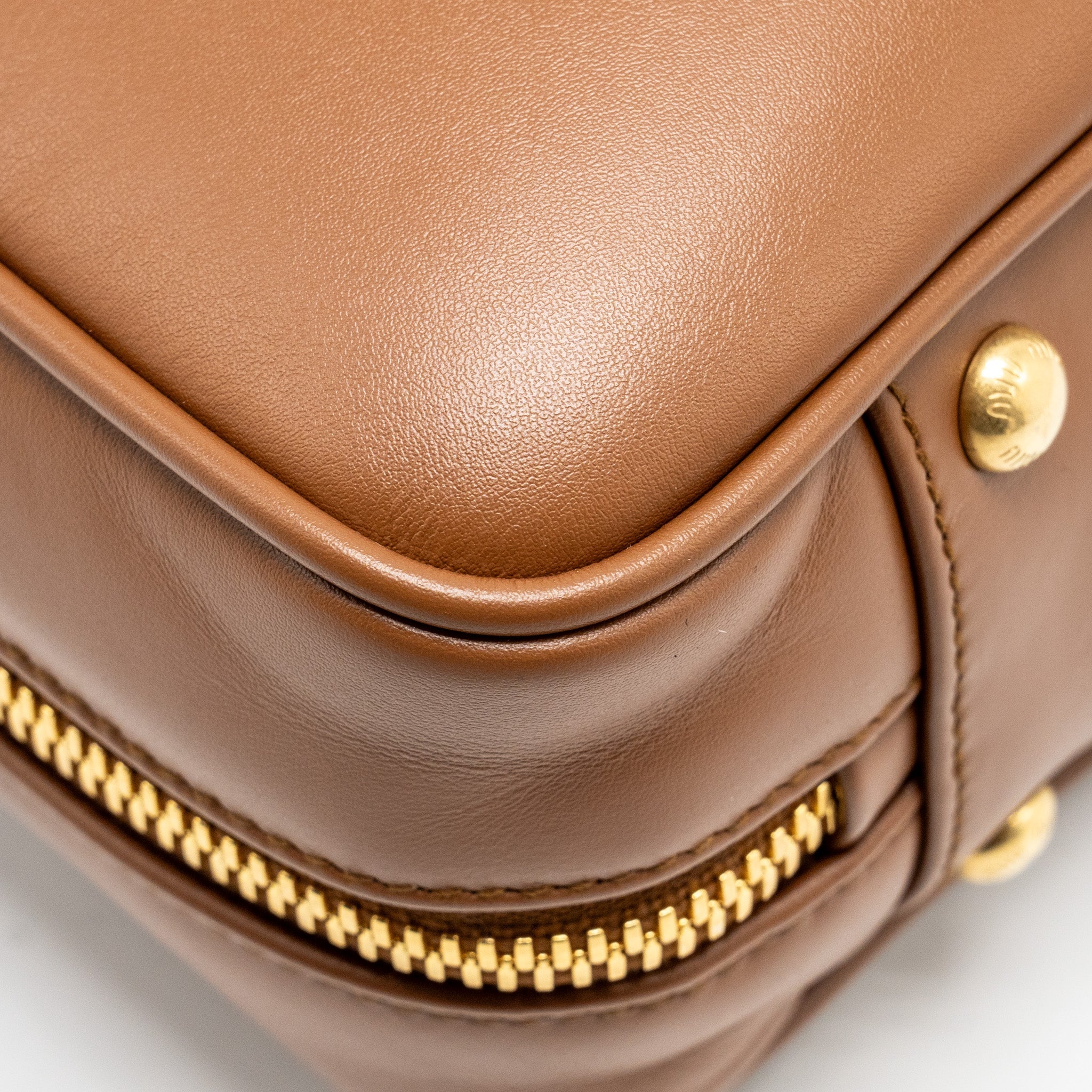 MIU MIU COGNAC ARCADIE LEATHER BAG GHW - Image 9