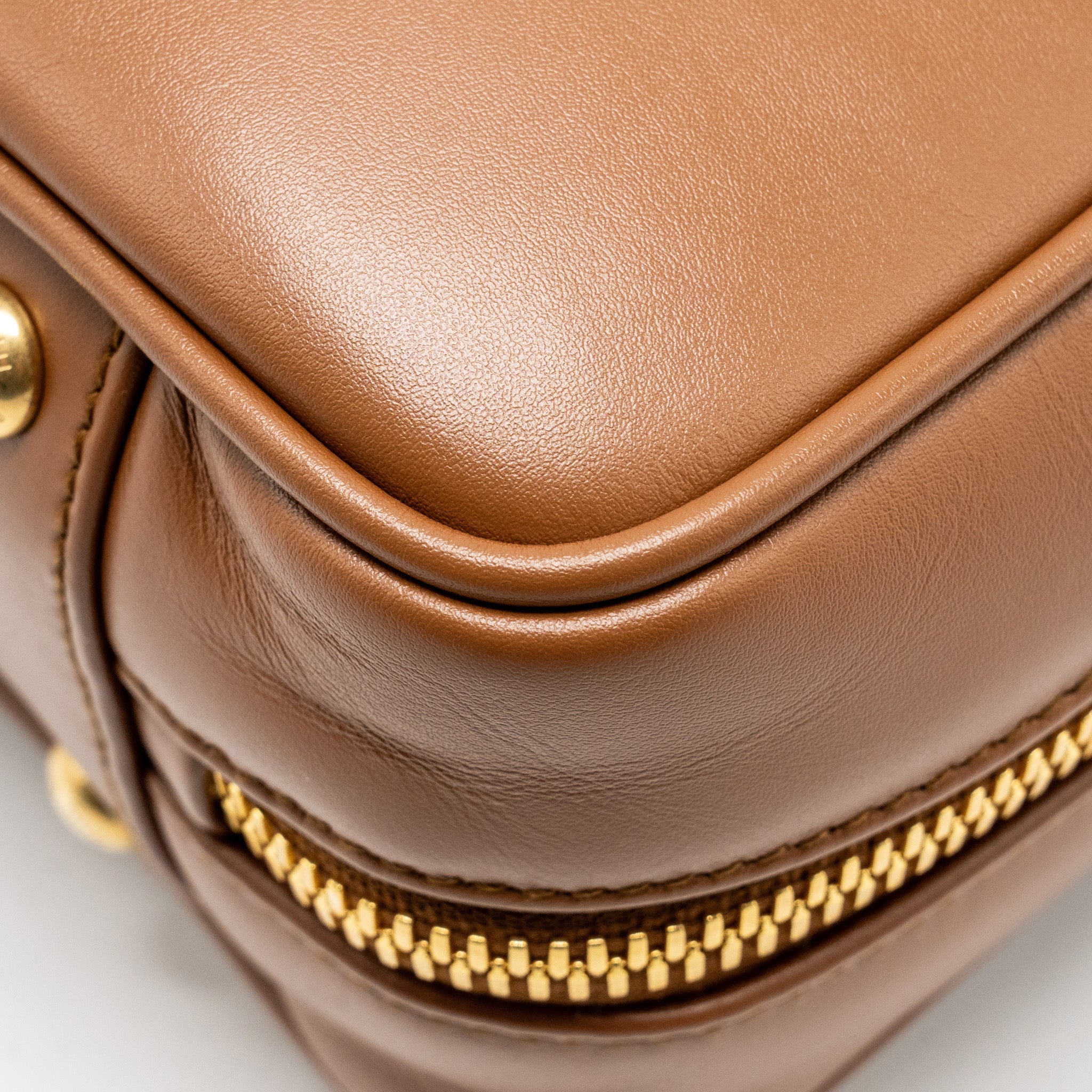 MIU MIU COGNAC ARCADIE LEATHER BAG GHW - Image 10