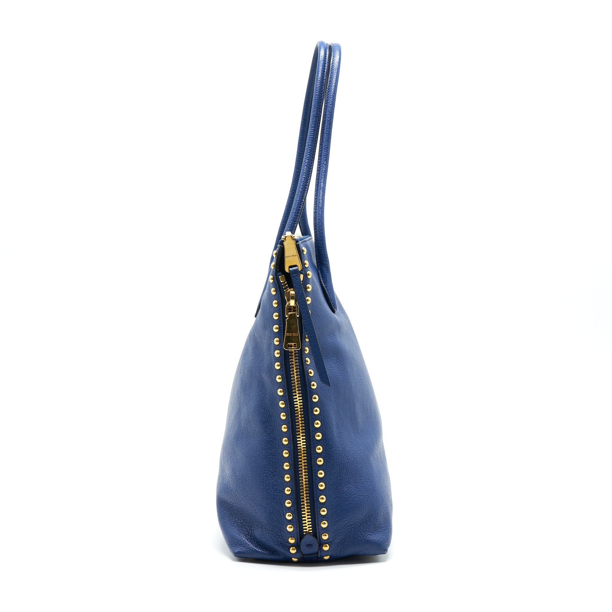 MIU MIU BLUE STUDDED TOTE BAG - Image 3