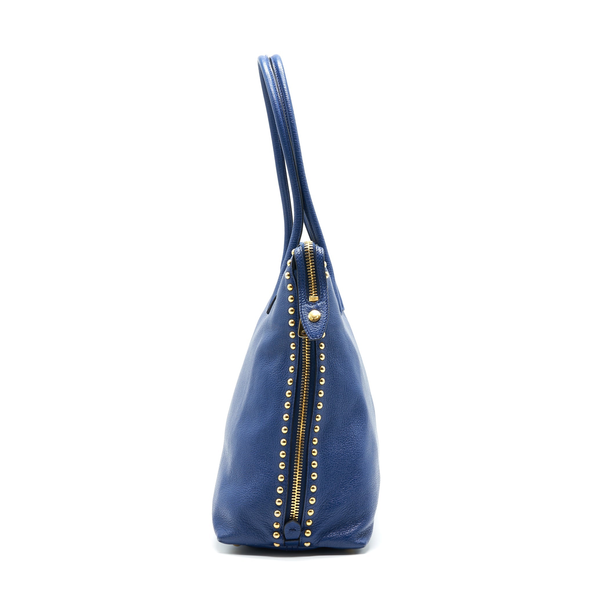 MIU MIU BLUE STUDDED TOTE BAG - Image 4