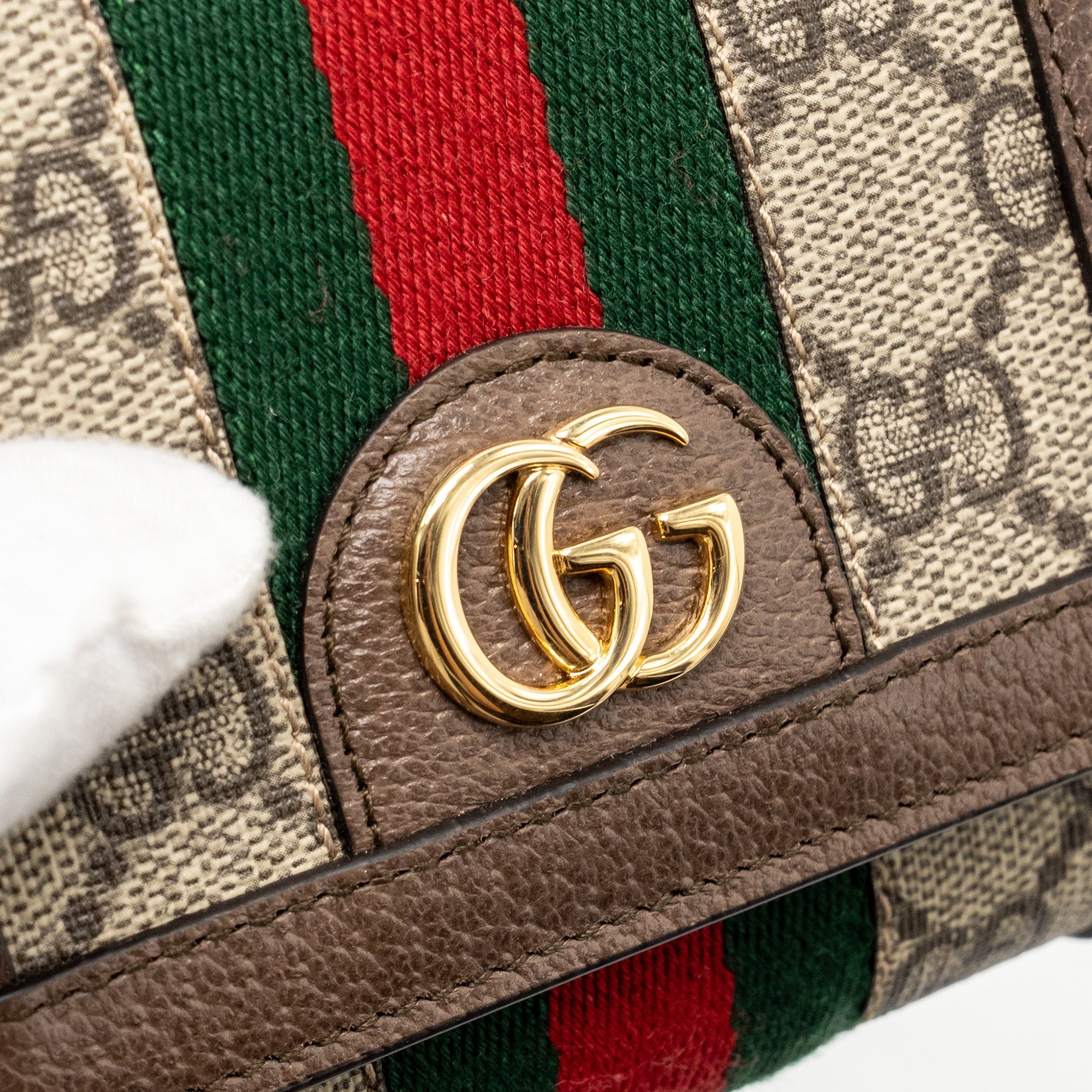 GUCCI OPHIDIA GG COMPACT WALLET CANVAS / CALFSKIN BROWN GHW - Image 8