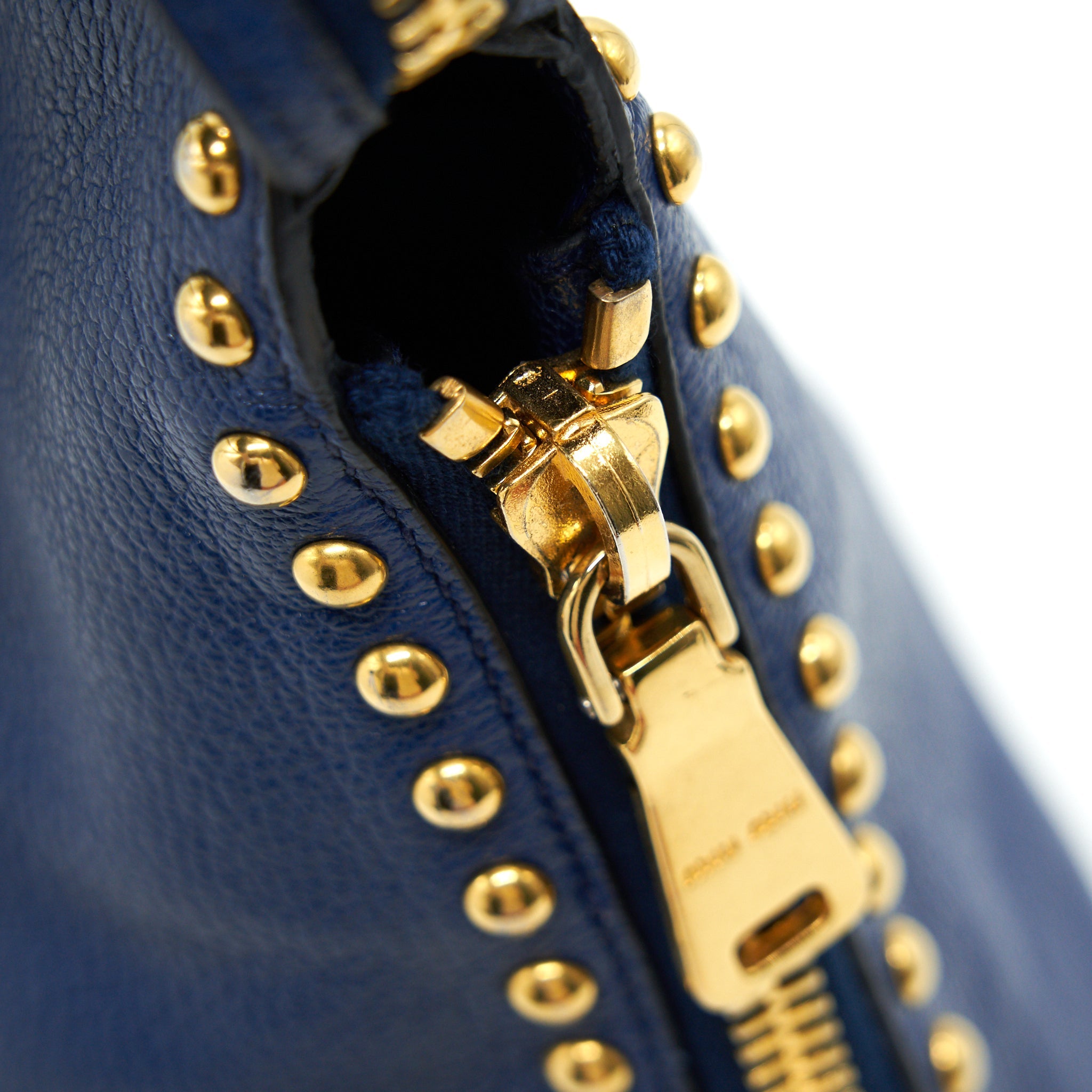MIU MIU BLUE STUDDED TOTE BAG - Image 12