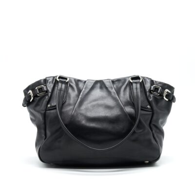 Alternative view of PRADA PRUGNA SOFT CALFSKIN LEATHER SHOPPING TOTE BAG BLACK