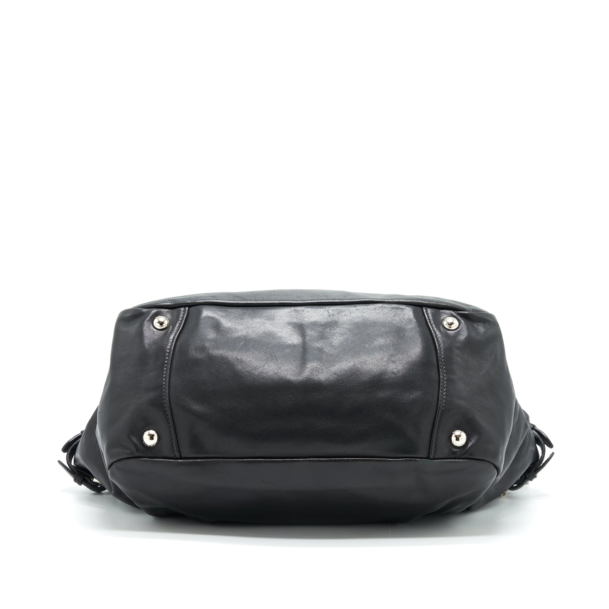 PRADA PRUGNA SOFT CALFSKIN LEATHER SHOPPING TOTE BAG BLACK - Image 5