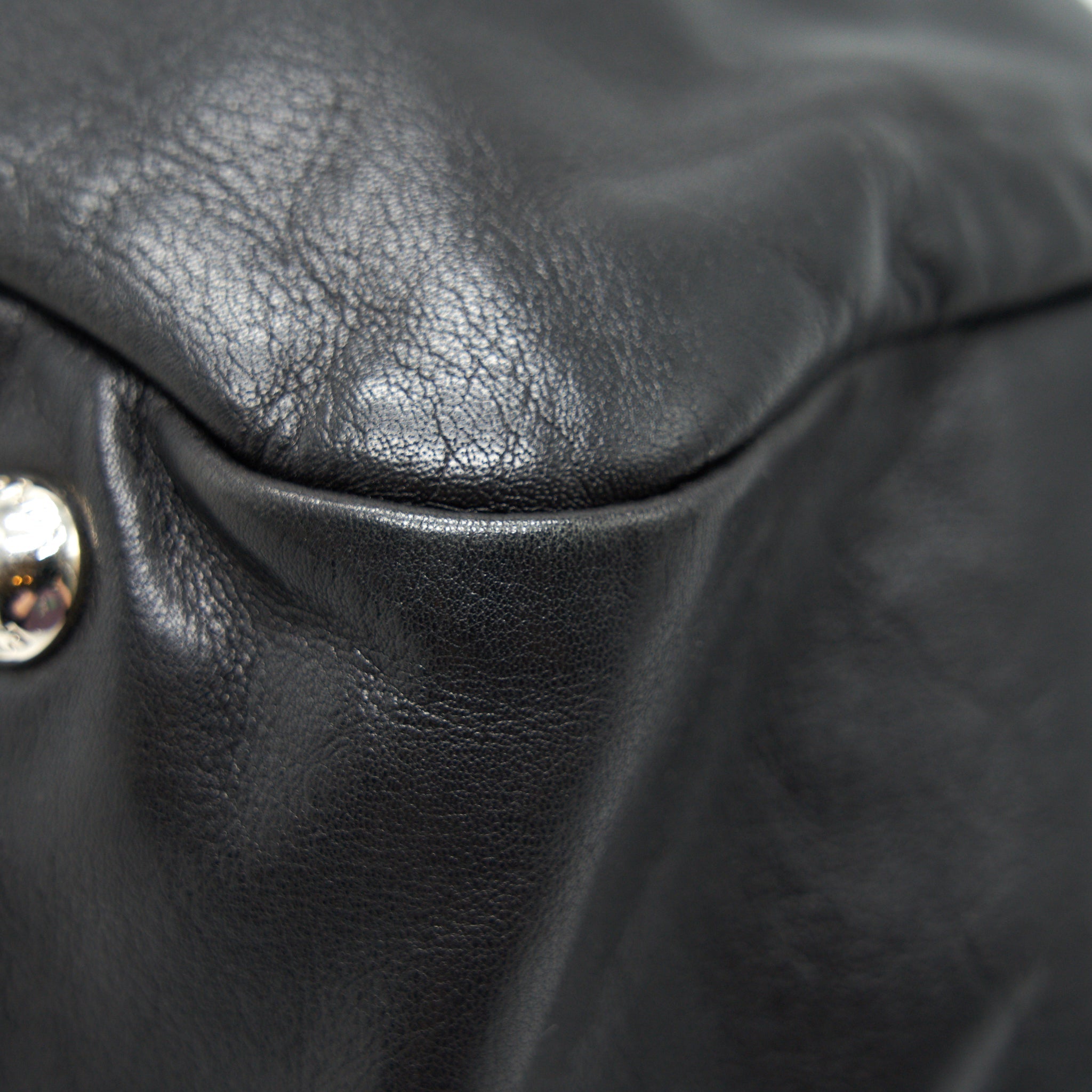 PRADA PRUGNA SOFT CALFSKIN LEATHER SHOPPING TOTE BAG BLACK - Image 8
