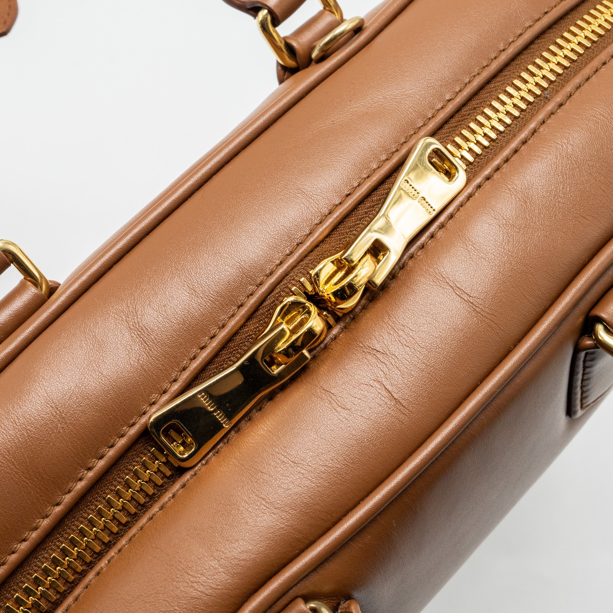 MIU MIU COGNAC ARCADIE LEATHER BAG GHW - Image 13