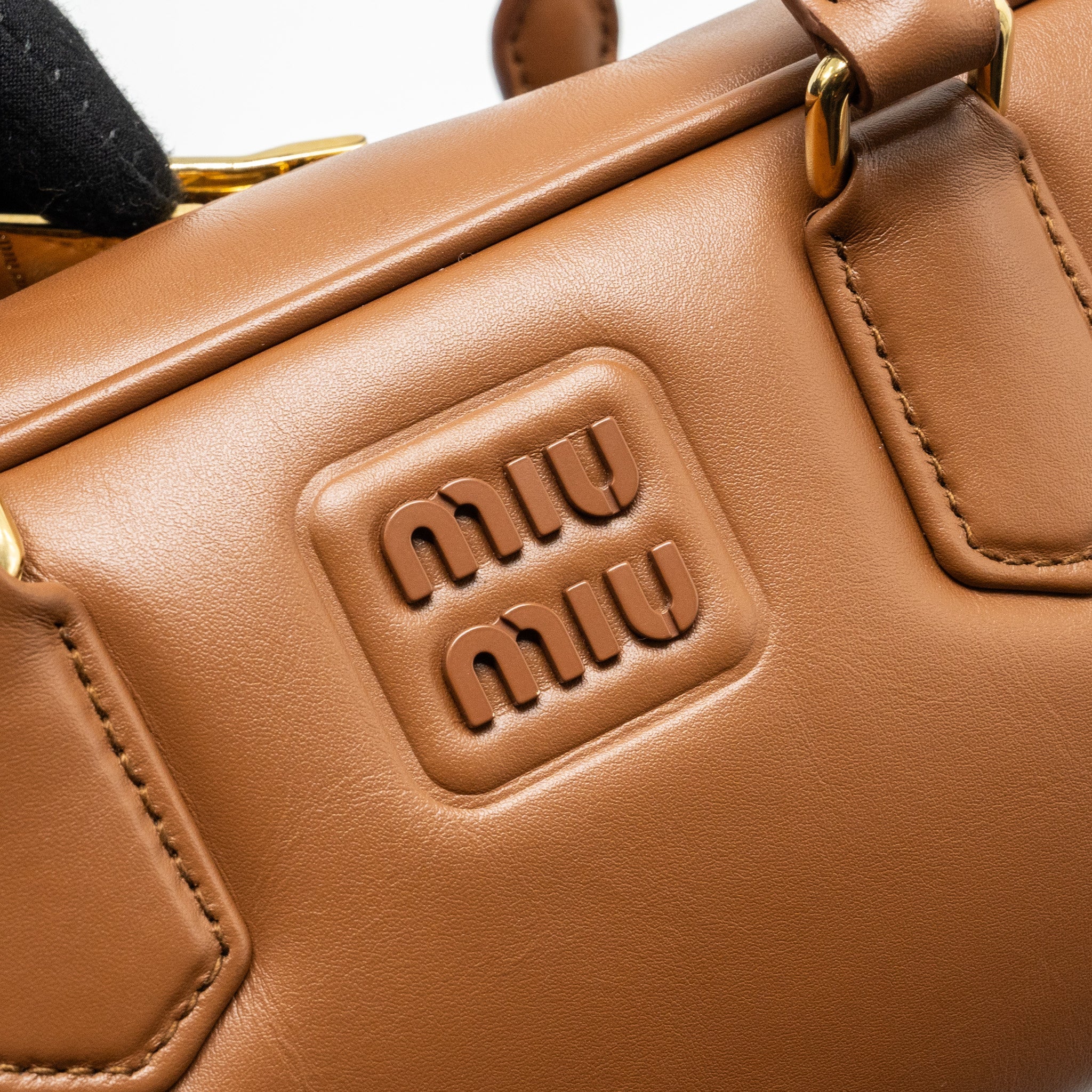 MIU MIU COGNAC ARCADIE LEATHER BAG GHW - Image 14