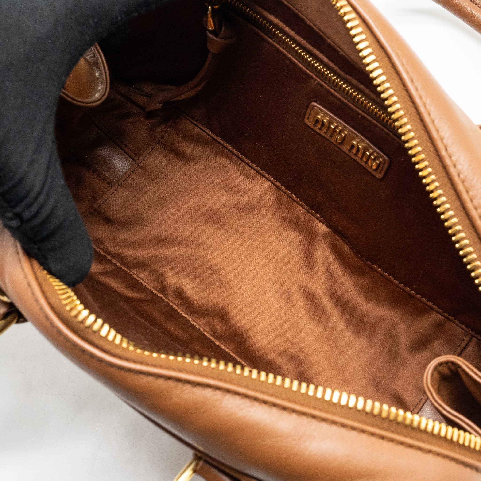 MIU MIU COGNAC ARCADIE LEATHER BAG GHW - Image 15