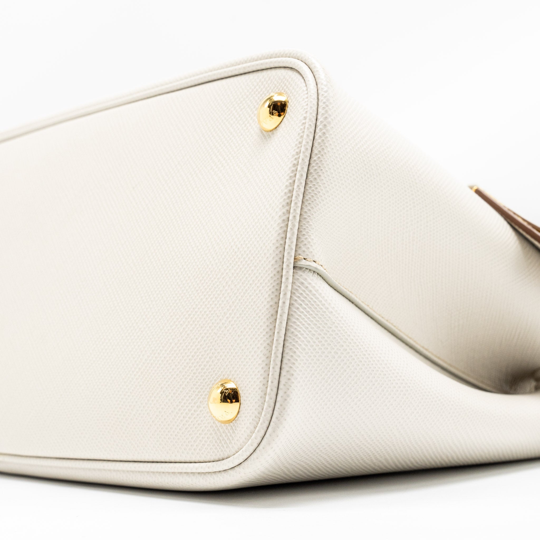 PRADA SMALL SAFFIANO CUIR TOTE BAG CALFSKIN WHITE/YELLOW GHW - Image 7
