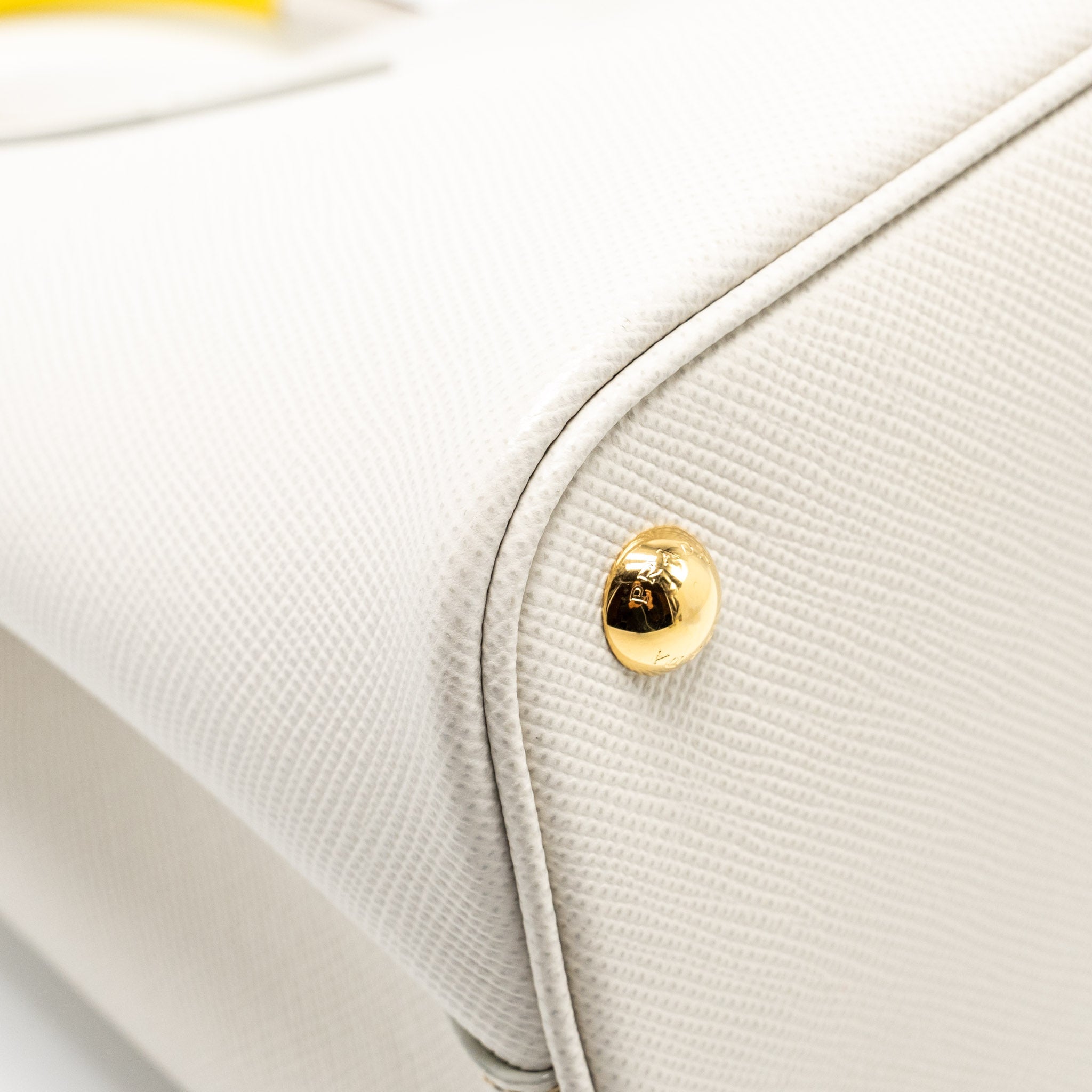 PRADA SMALL SAFFIANO CUIR TOTE BAG CALFSKIN WHITE/YELLOW GHW - Image 10