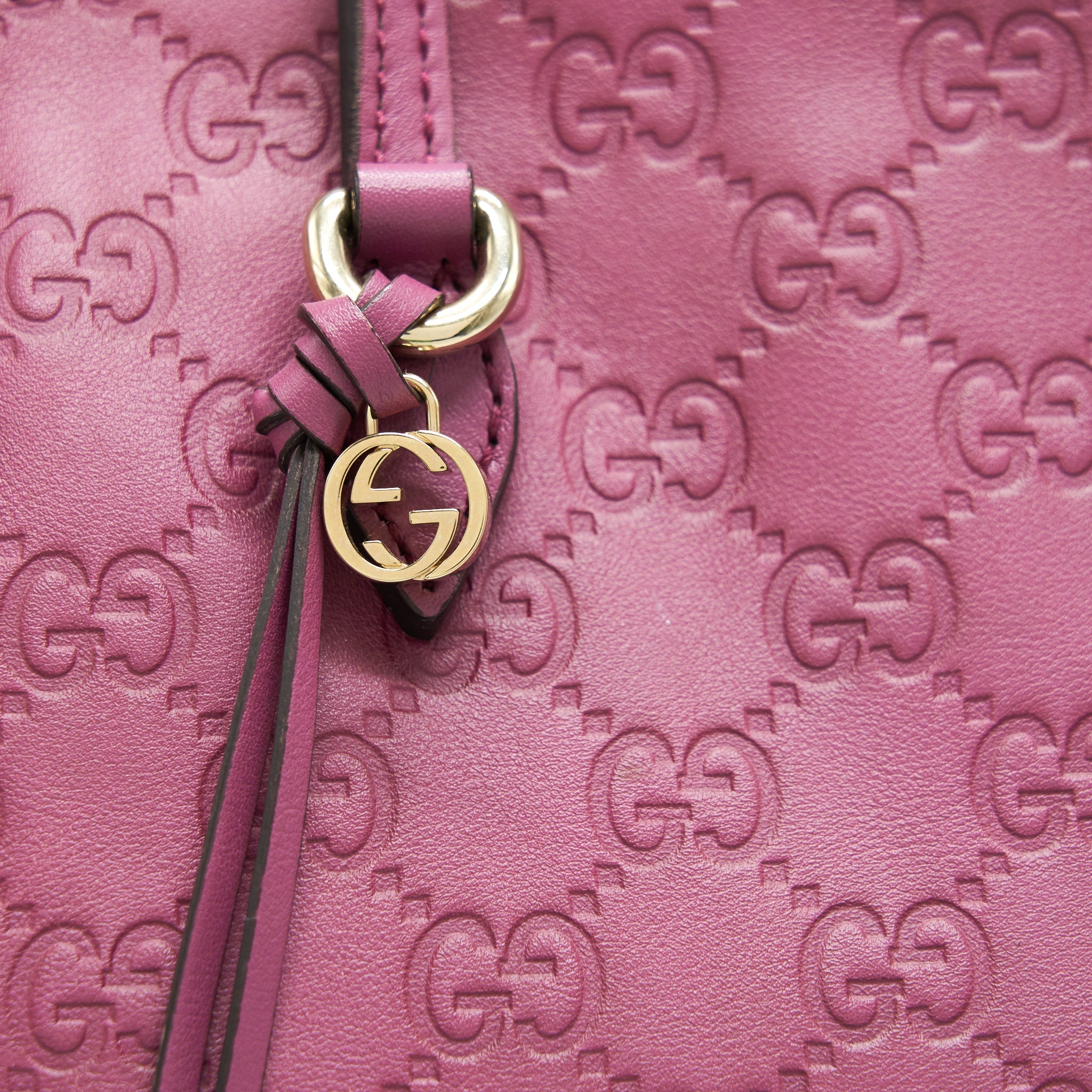 GUCCI LEATHER SHOPPING TOTE BAG RASPBERRY PINK - Image 14