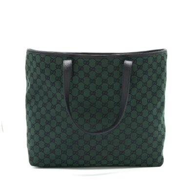 GUCCI GG CANVAS SHOPPING BAG DARK GREEN / BLACK