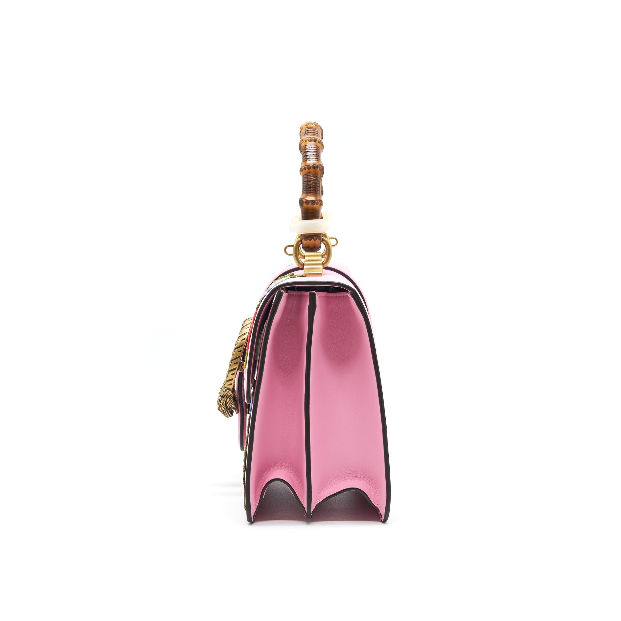 GUCCI DIONYSUS BAMBOO TOP HANDLE BAG EMBROIDERED LEATHER MEDIUM PINK - Image 4